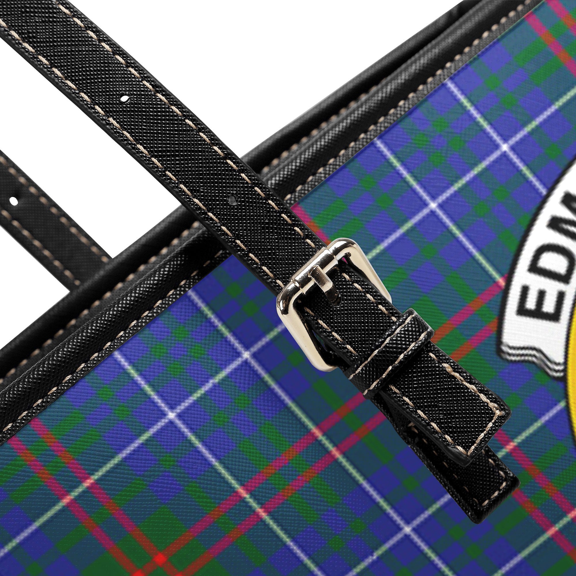 Edmonstone Tartan Crest Leather Tote Bag