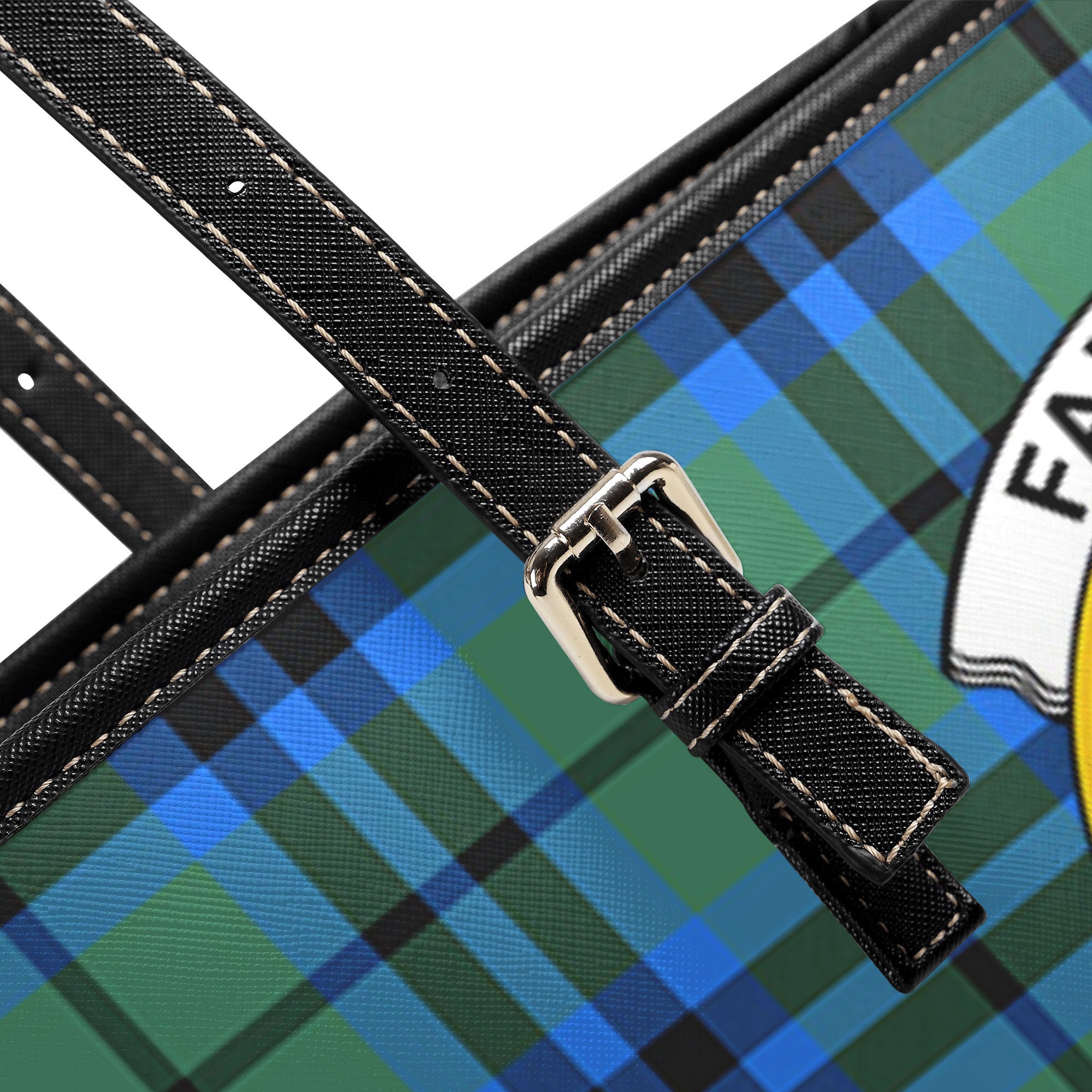 Falconer Tartan Crest Leather Tote Bag