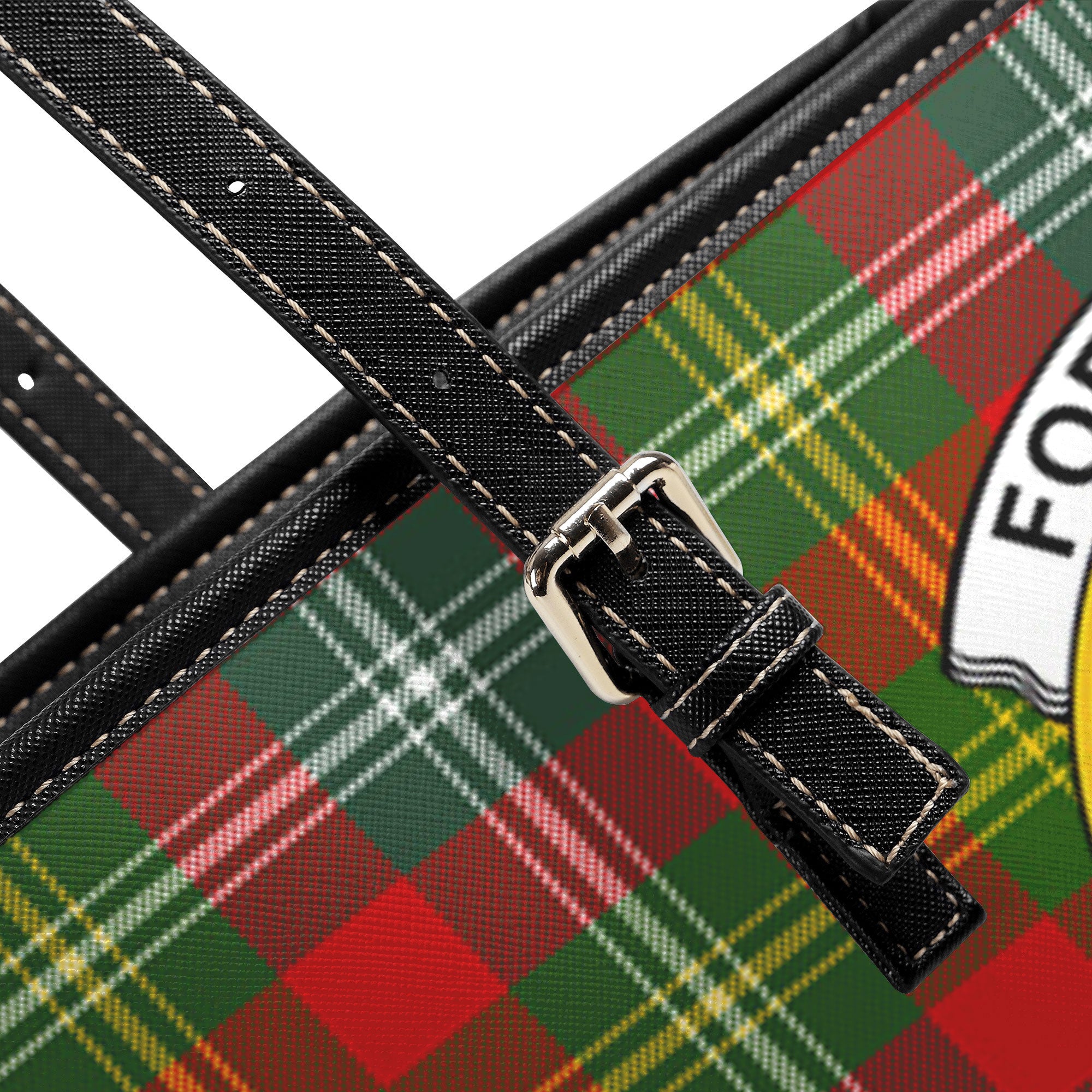 Forrester Tartan Crest Leather Tote Bag