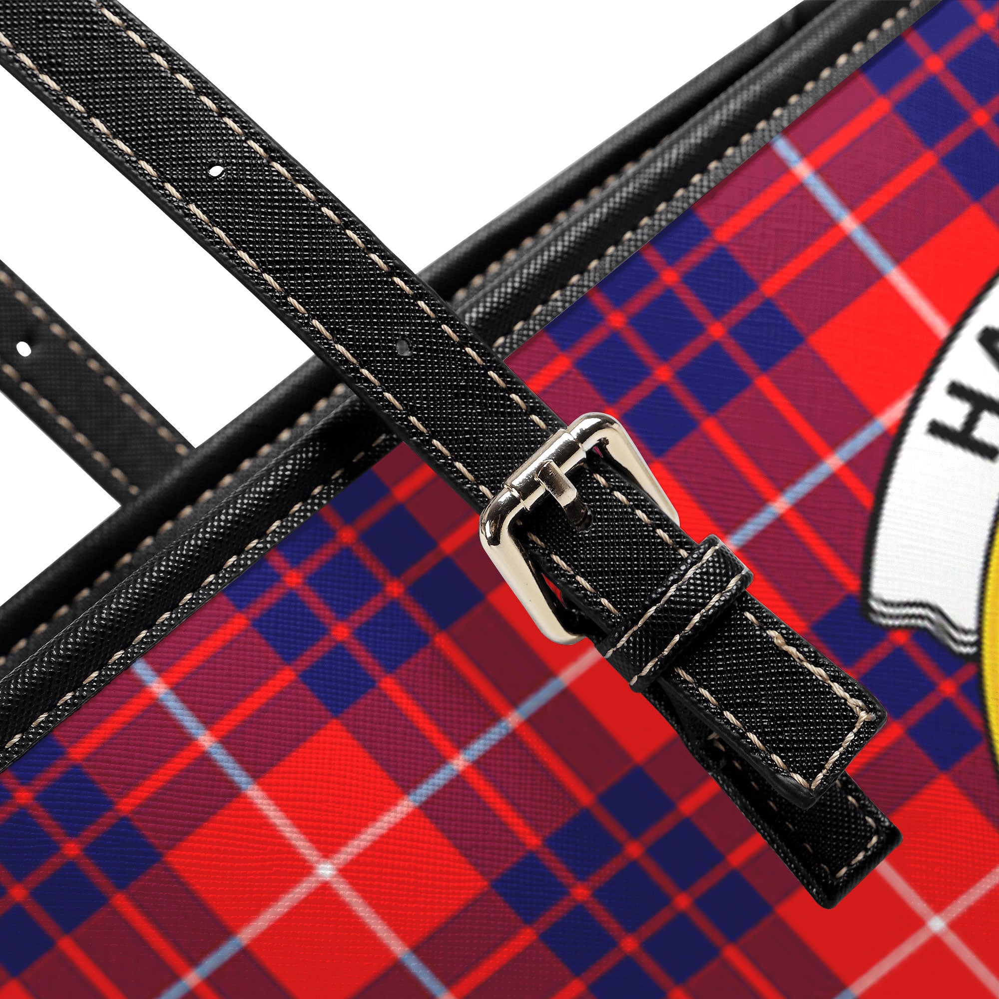 Hamilton Modern Tartan Crest Leather Tote Bag