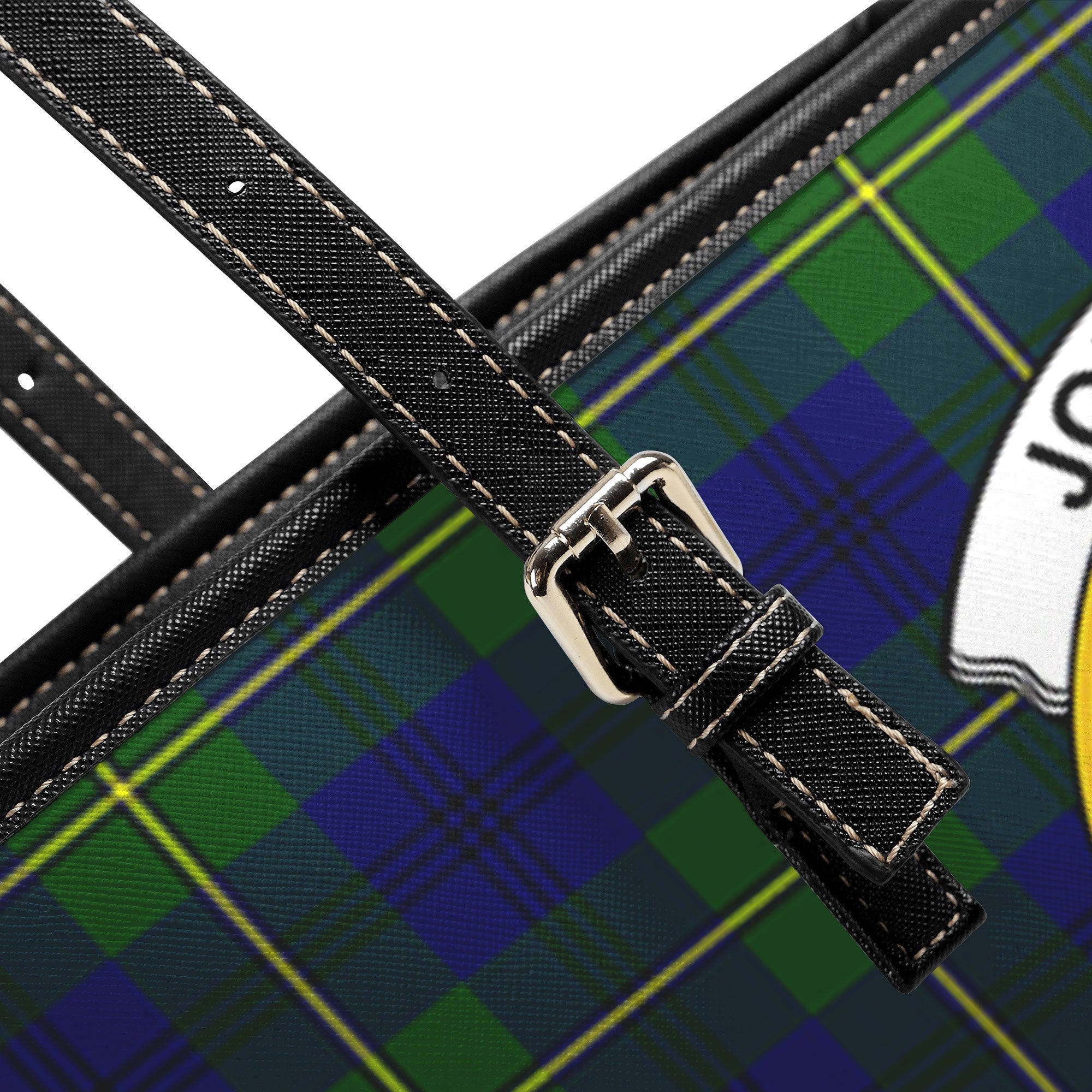 Johnston Modern Tartan Crest Leather Tote Bag