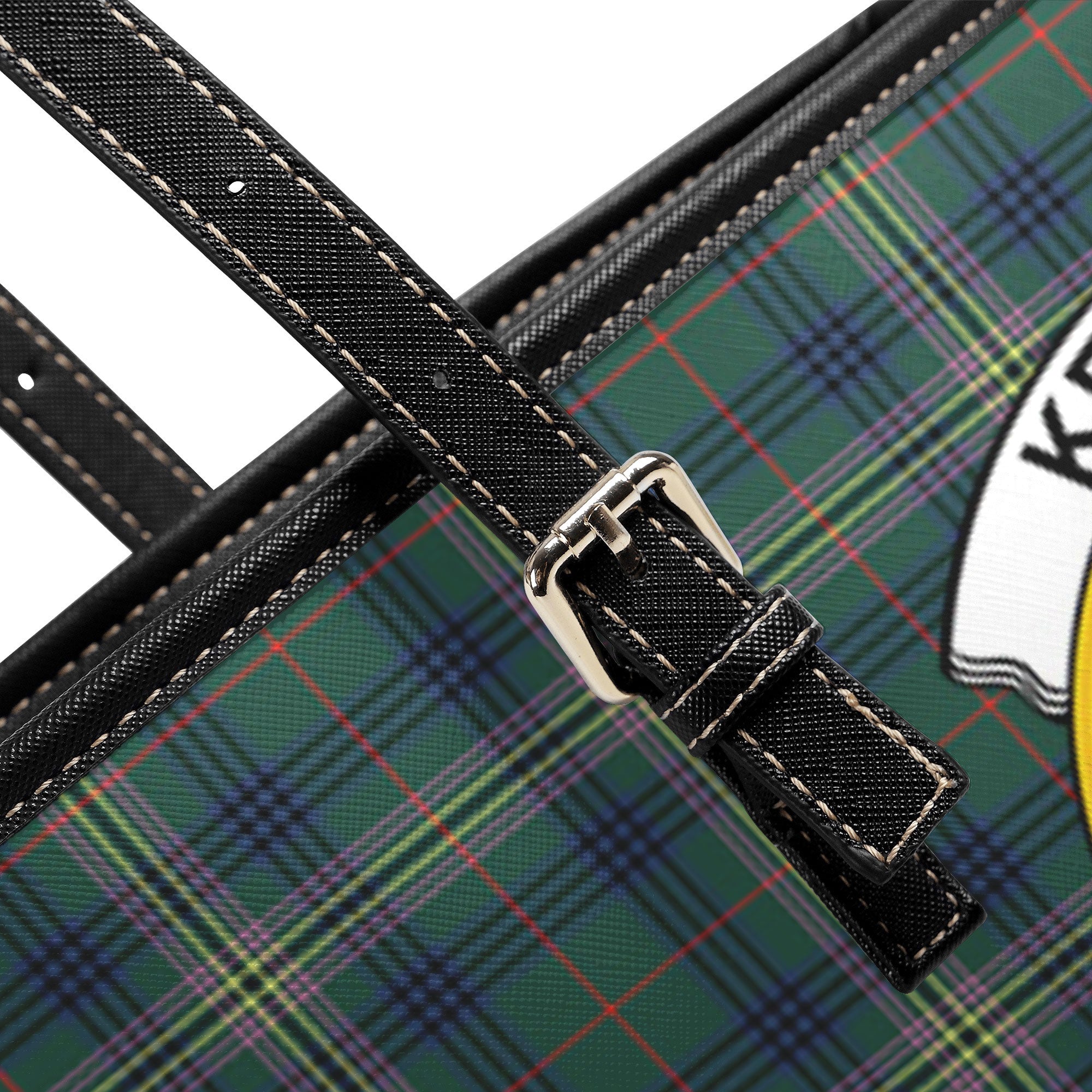 Kennedy Modern Tartan Crest Leather Tote Bag