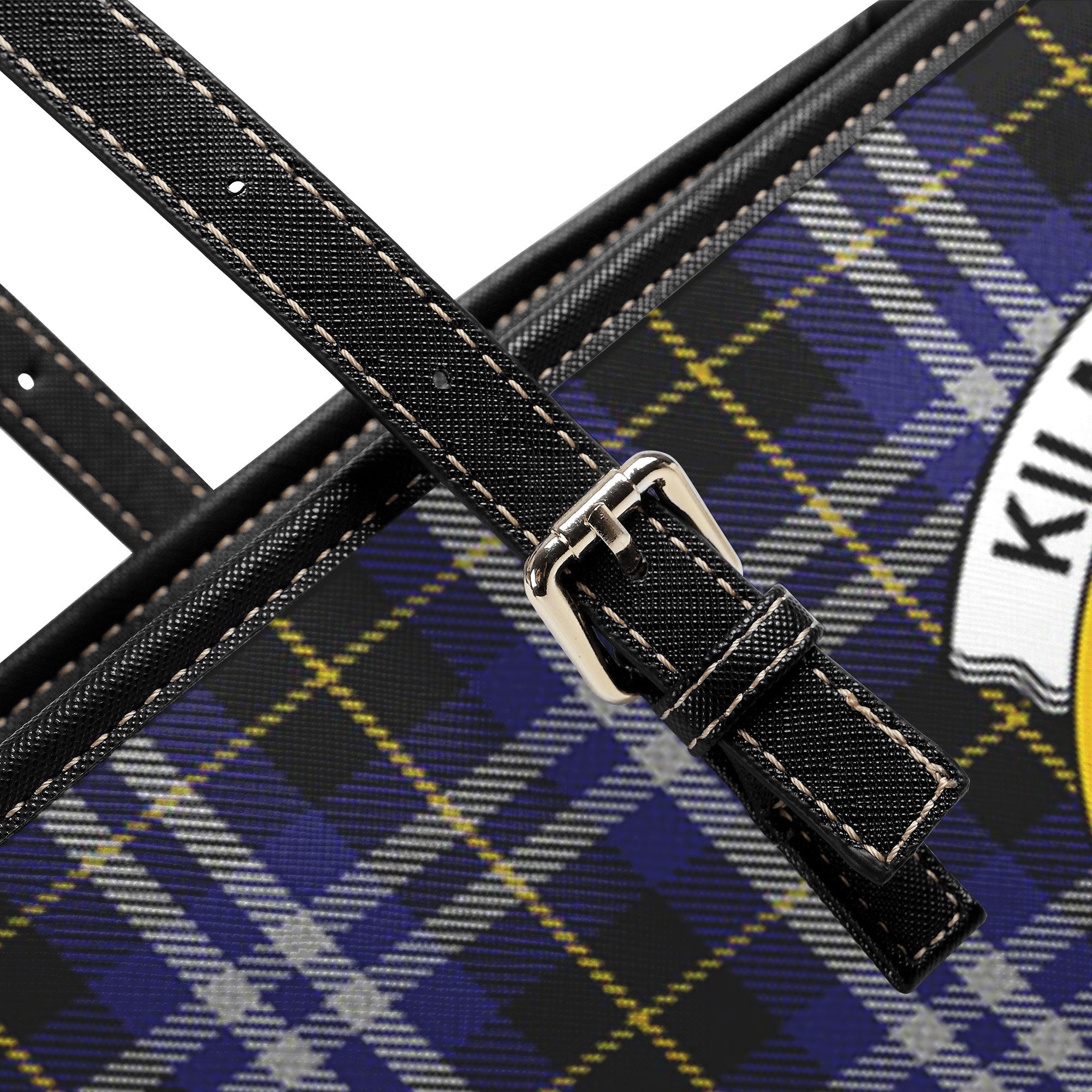 Kilmarnock Tartan Crest Leather Tote Bag