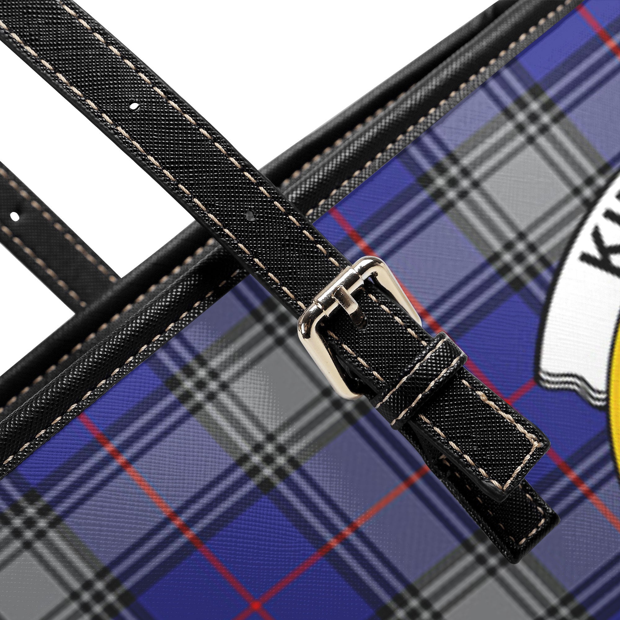 Kinnaird Tartan Crest Leather Tote Bag