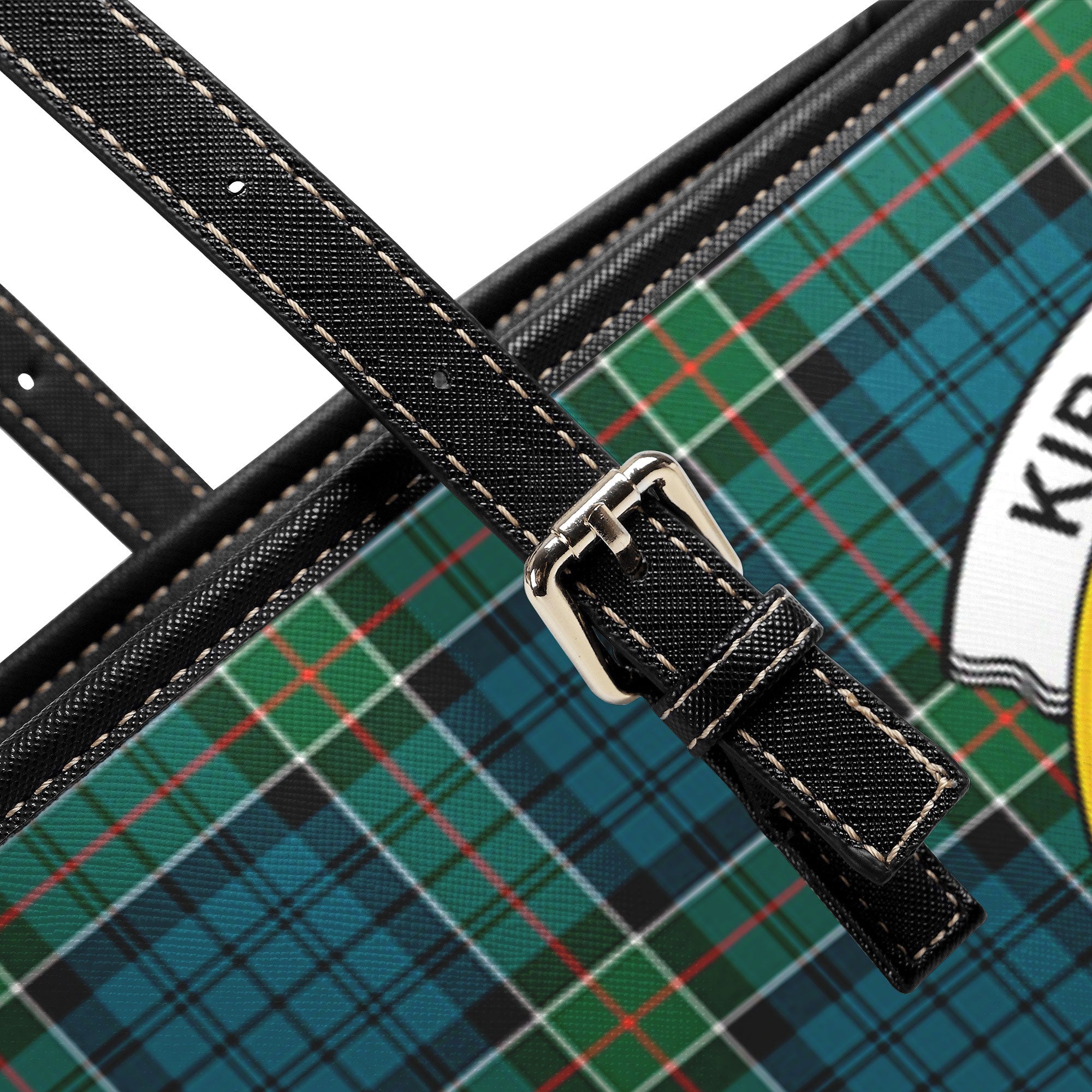 Kirkpatrick Ancient Tartan Crest Leather Tote Bag