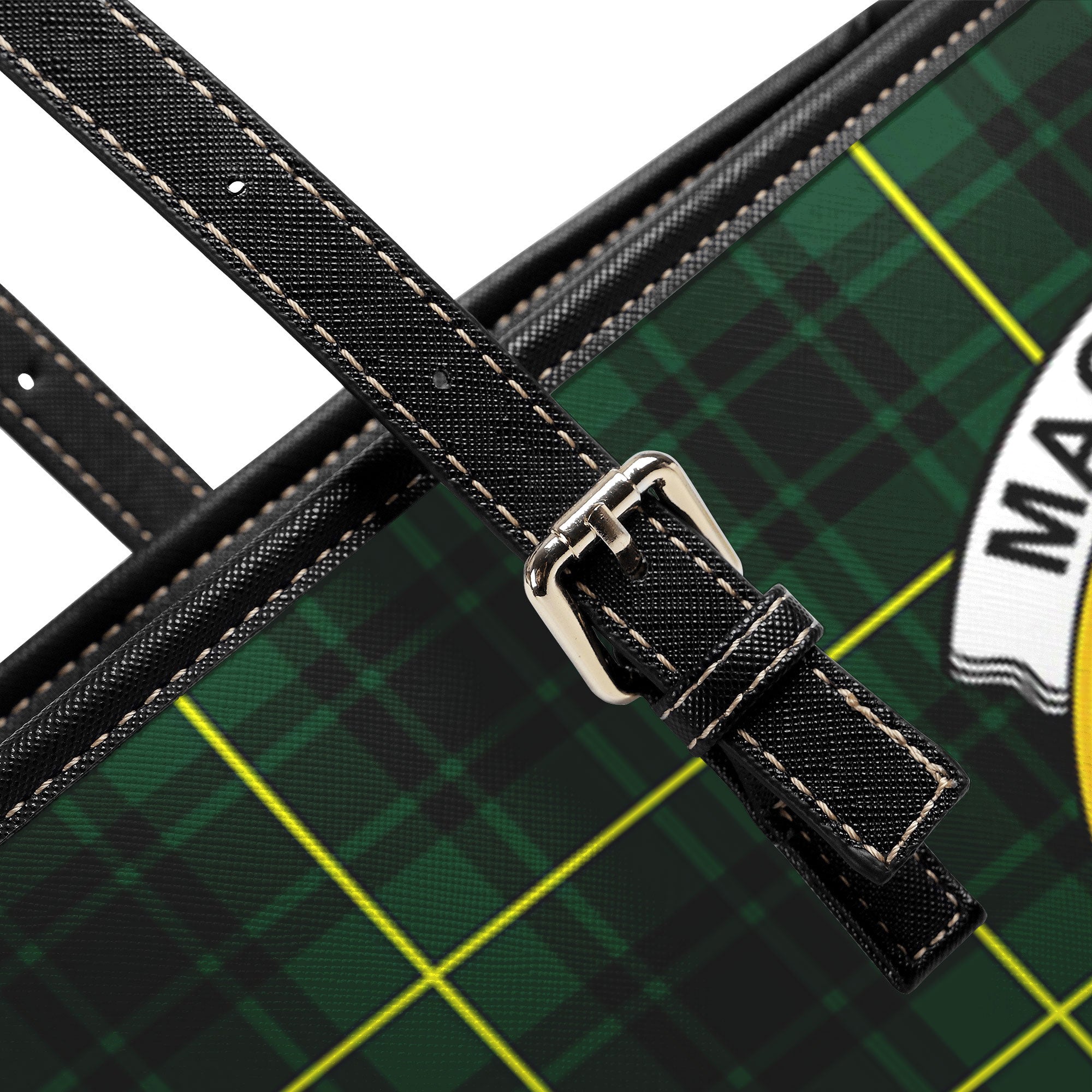 MacArthur Modern Tartan Crest Leather Tote Bag