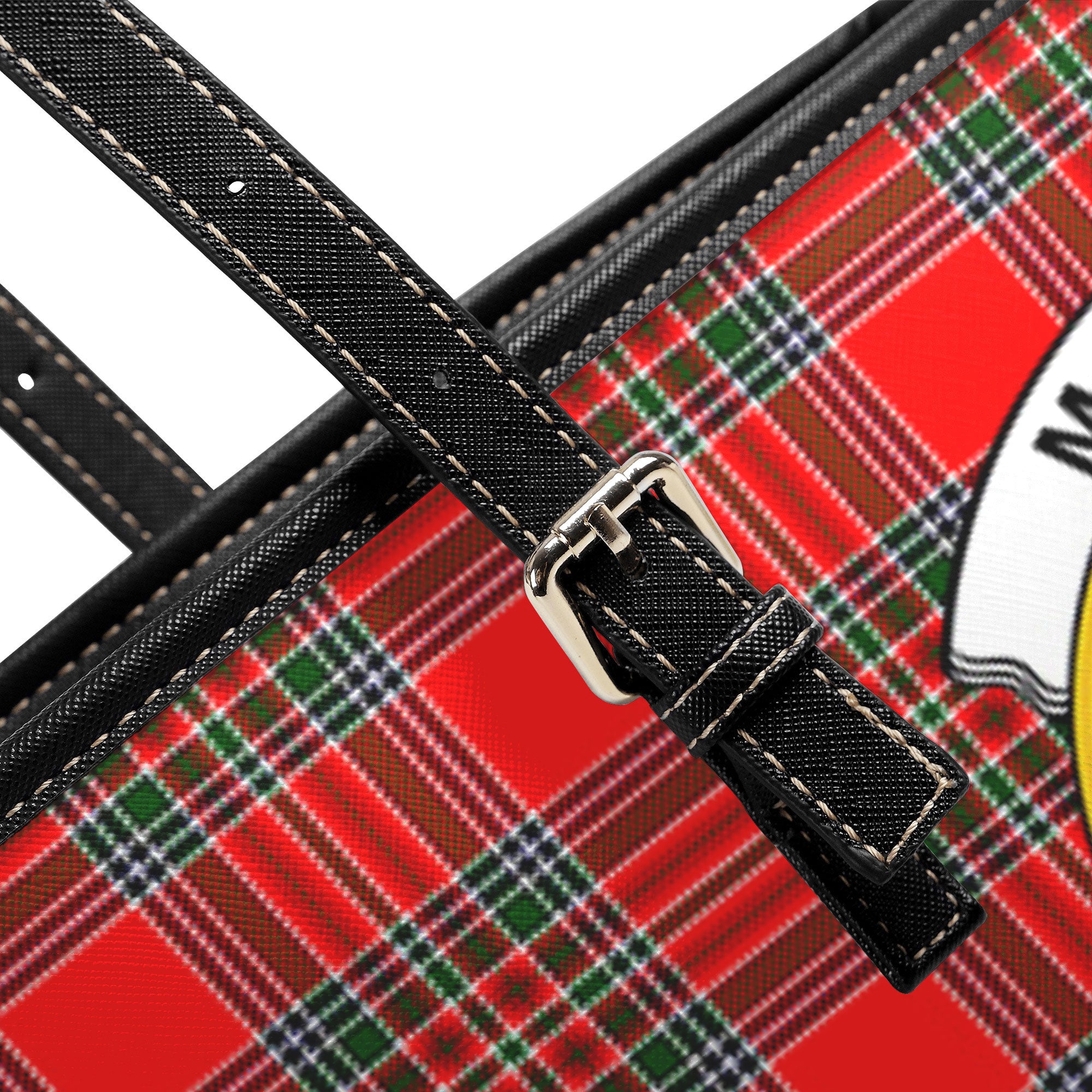 MacBean Tartan Crest Leather Tote Bag