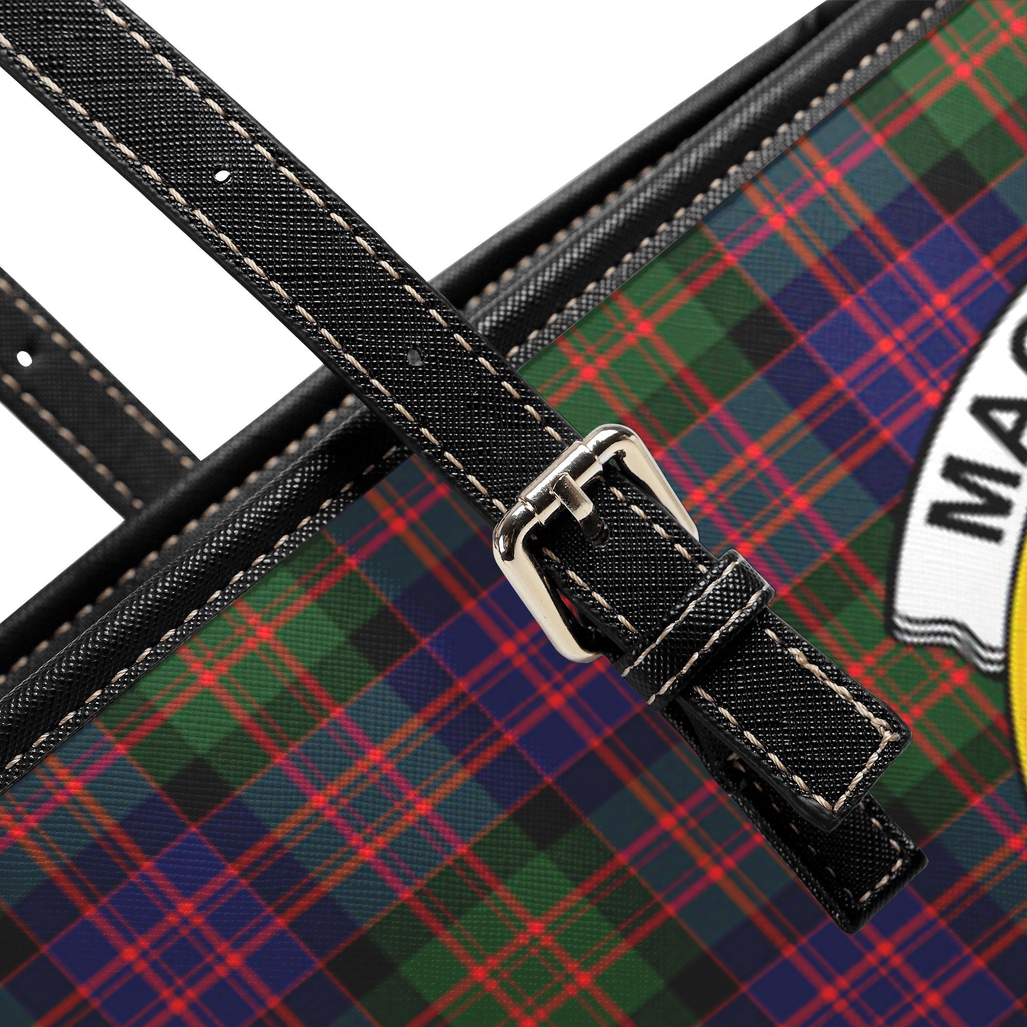 MacDonald Modern Tartan Crest Leather Tote Bag