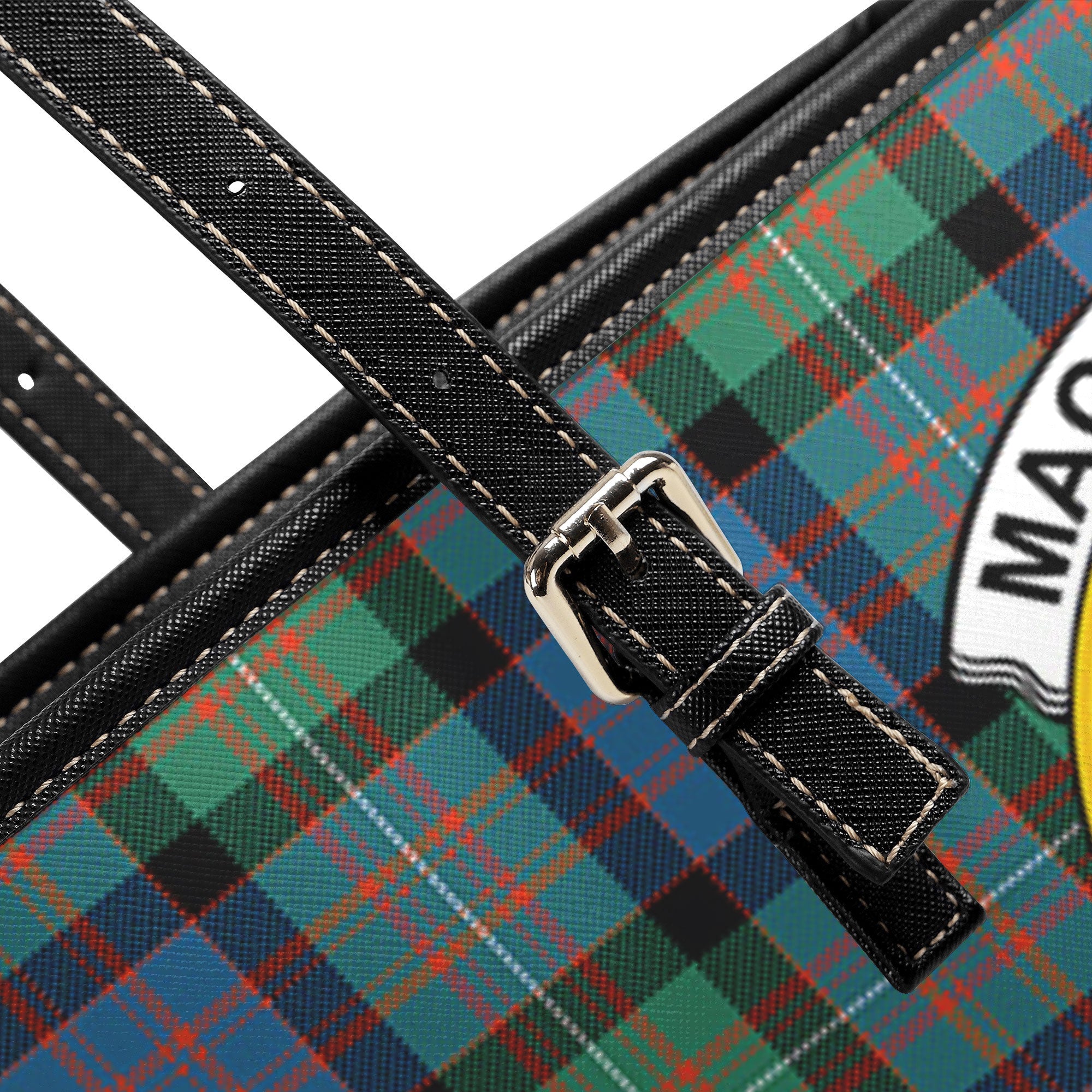 MacDonnell of Glengarry Ancient Tartan Crest Leather Tote Bag