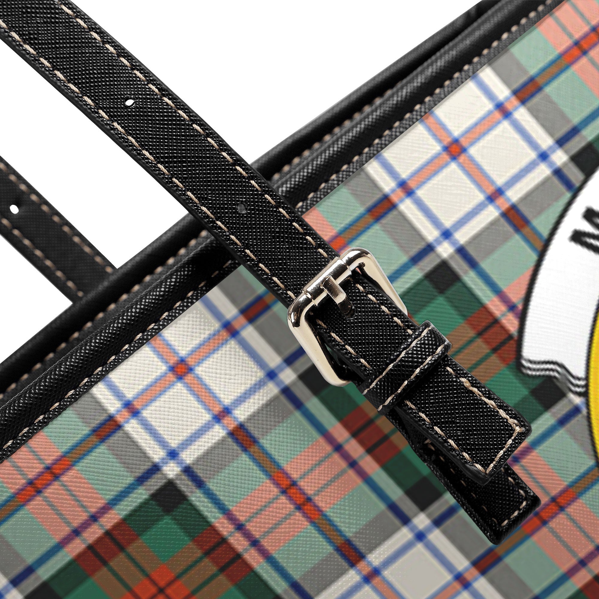 MacDuff Dress Ancient Tartan Crest Leather Tote Bag