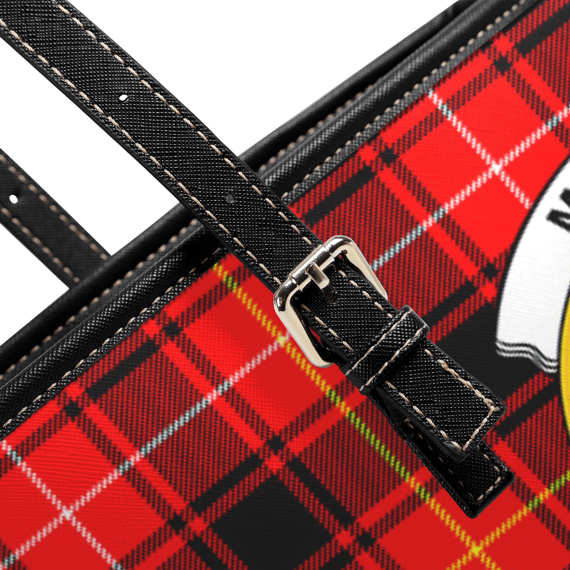 MacIver Modern Tartan Crest Leather Tote Bag