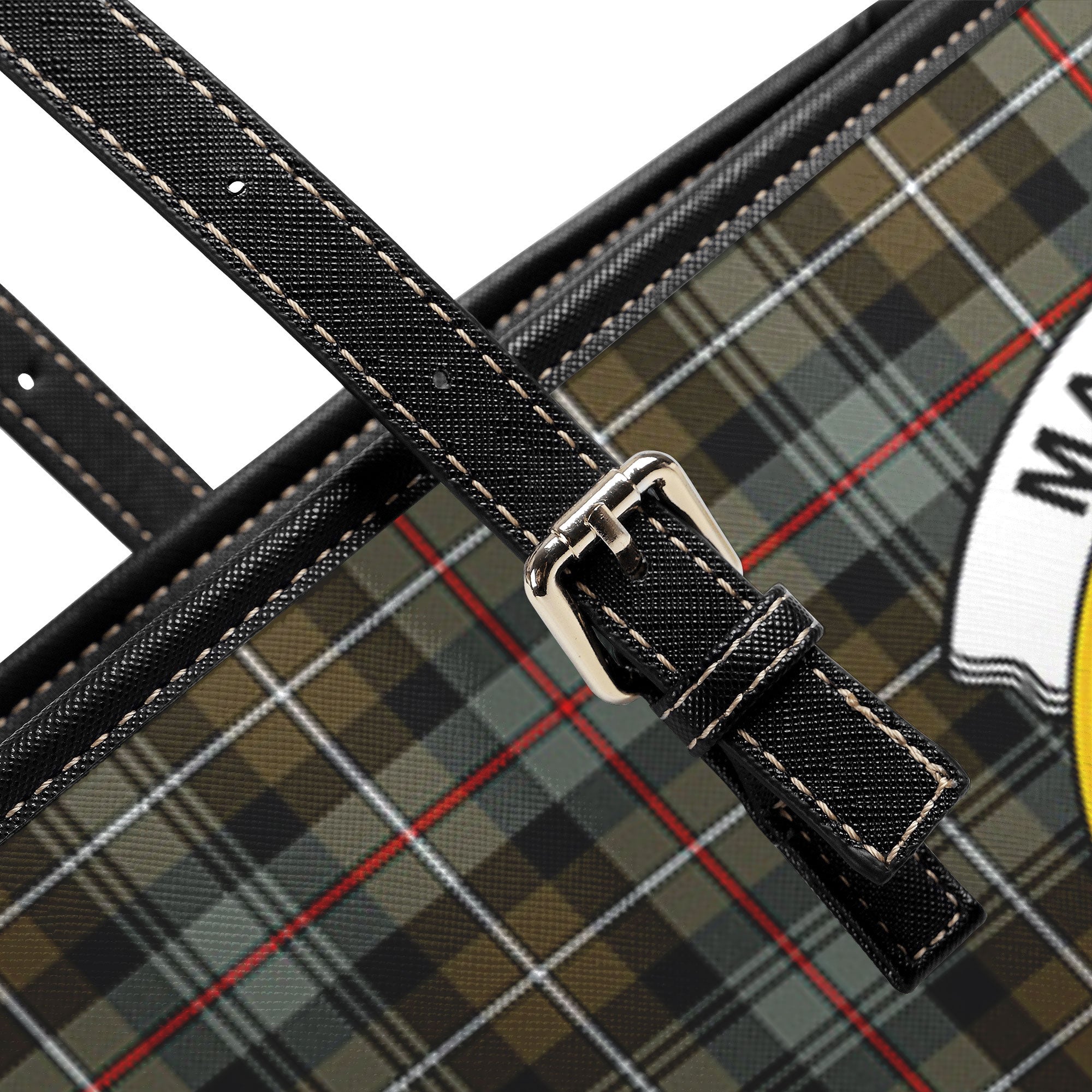 MacKenzie Weathered Tartan Crest Leather Tote Bag