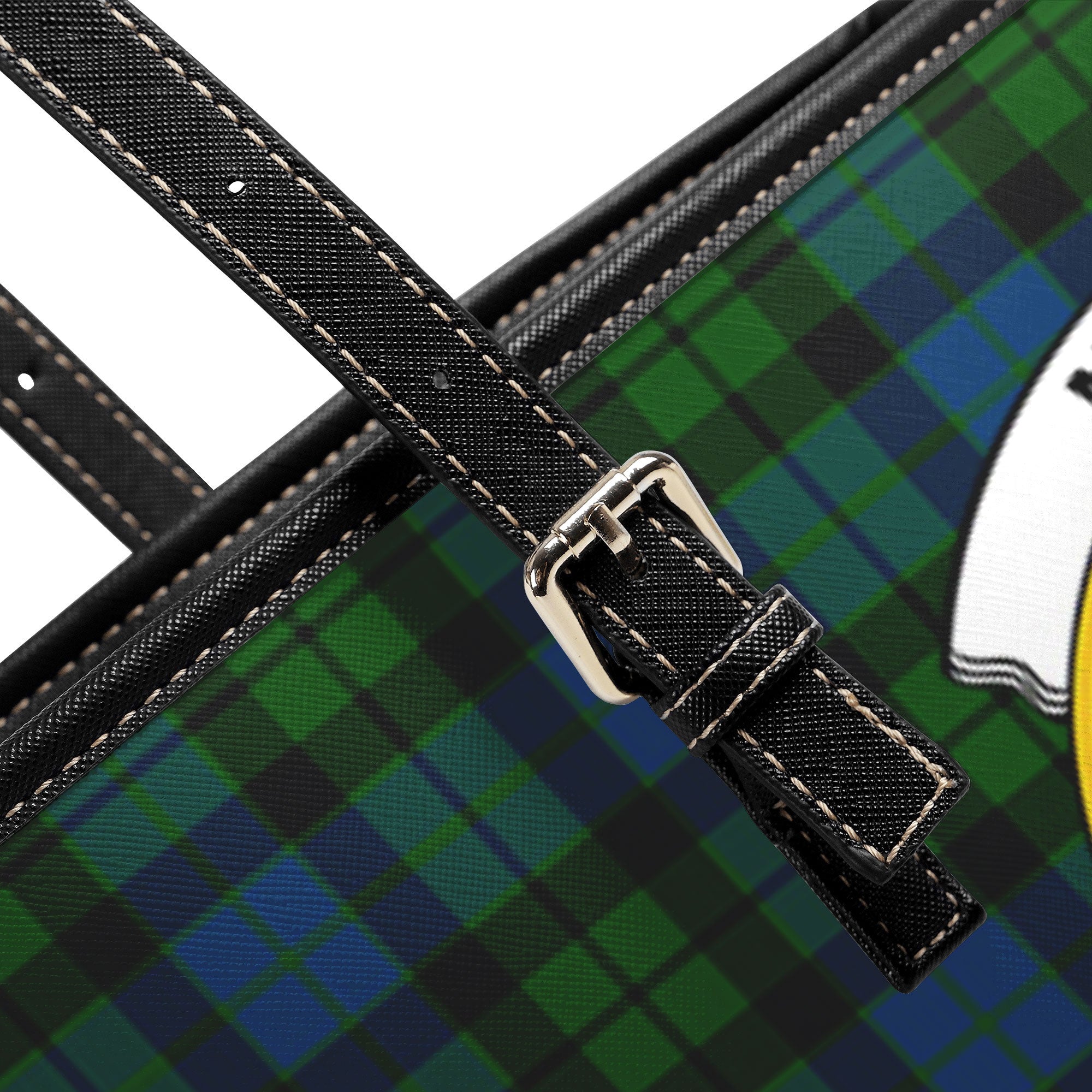 MacKie Tartan Crest Leather Tote Bag