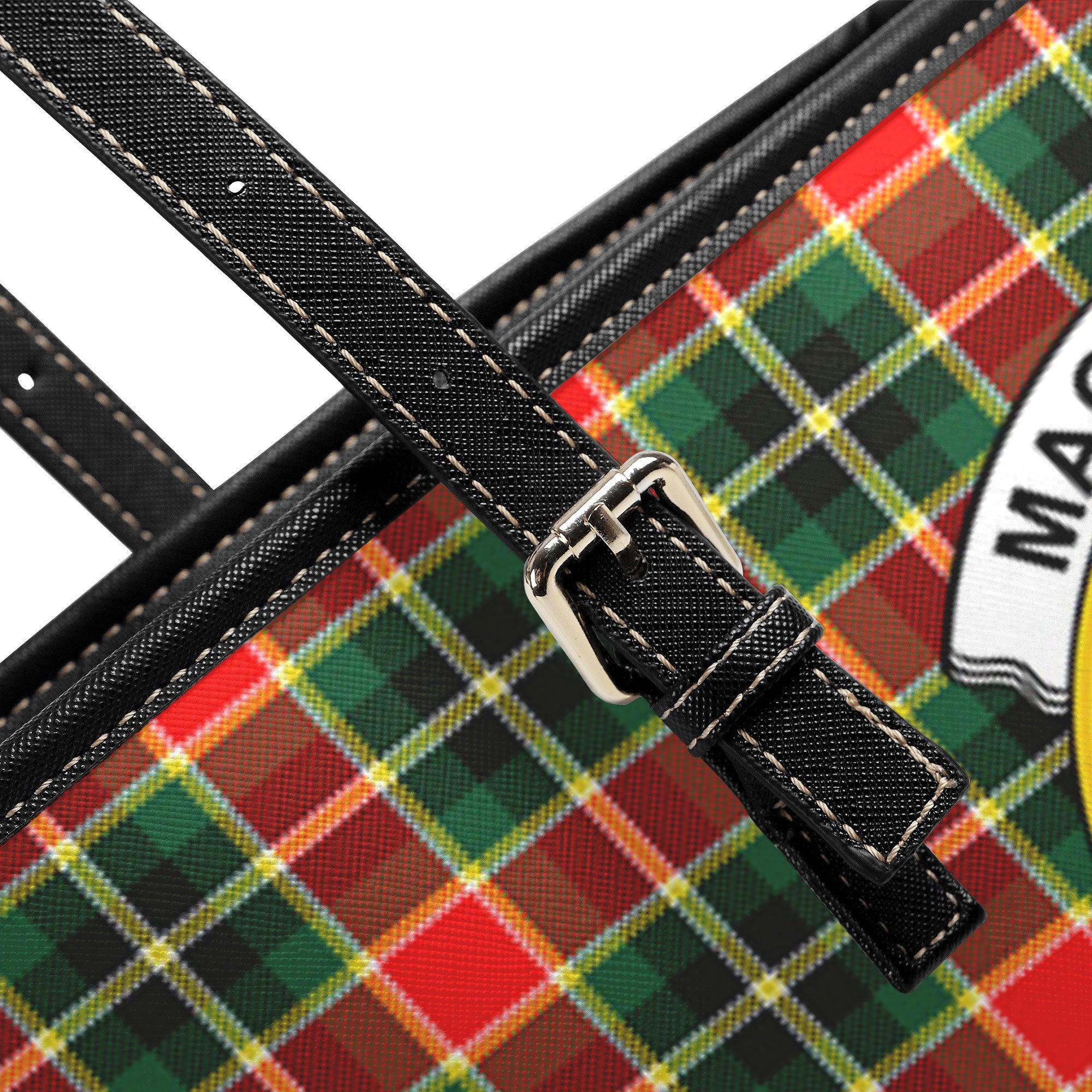 MacLachlan Hunting Modern Tartan Crest Leather Tote Bag