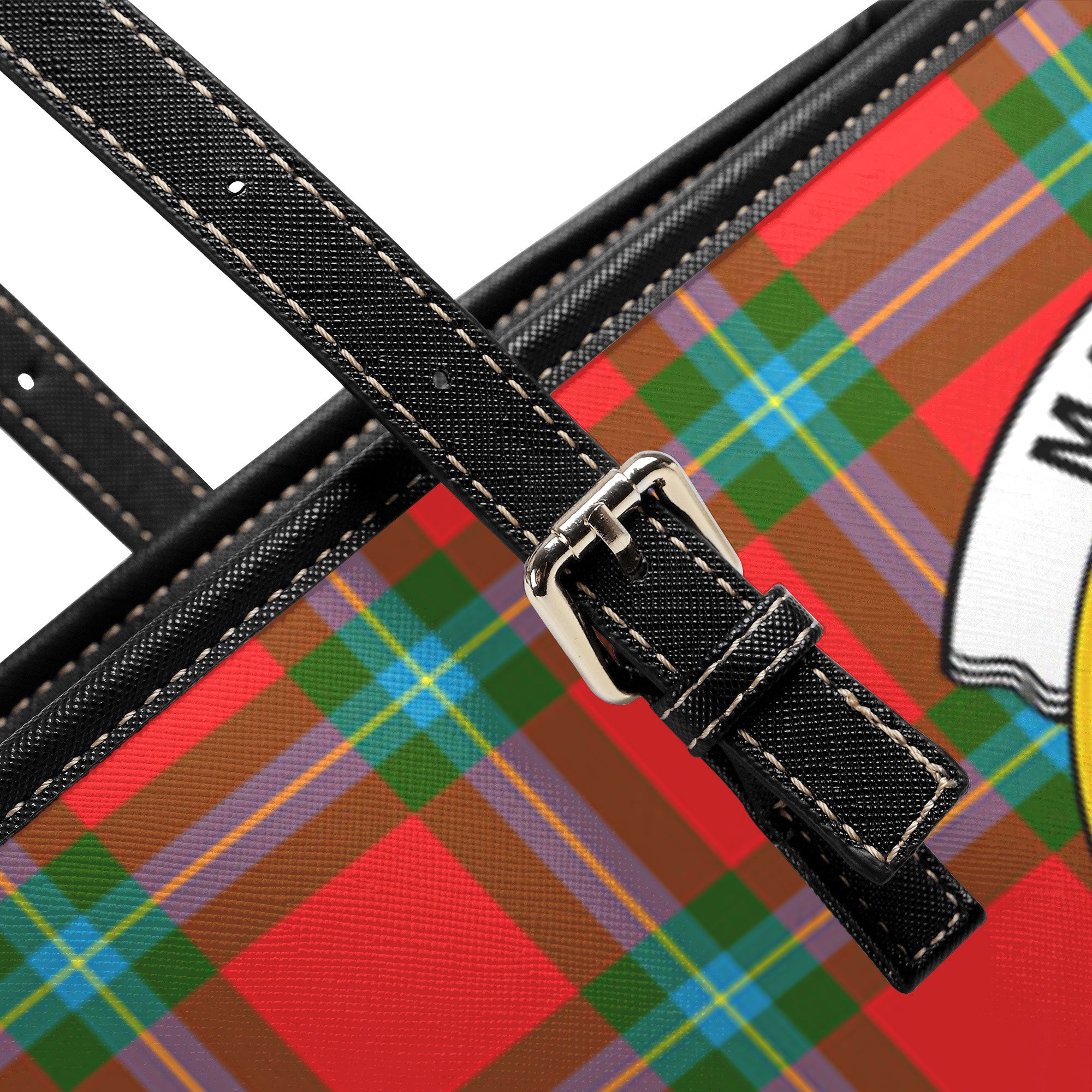 MacLaine of Loch Buie Tartan Crest Leather Tote Bag