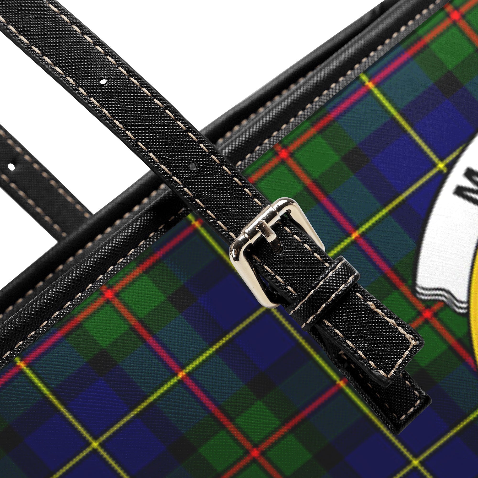 MacLeod of Harris Modern Tartan Crest Leather Tote Bag