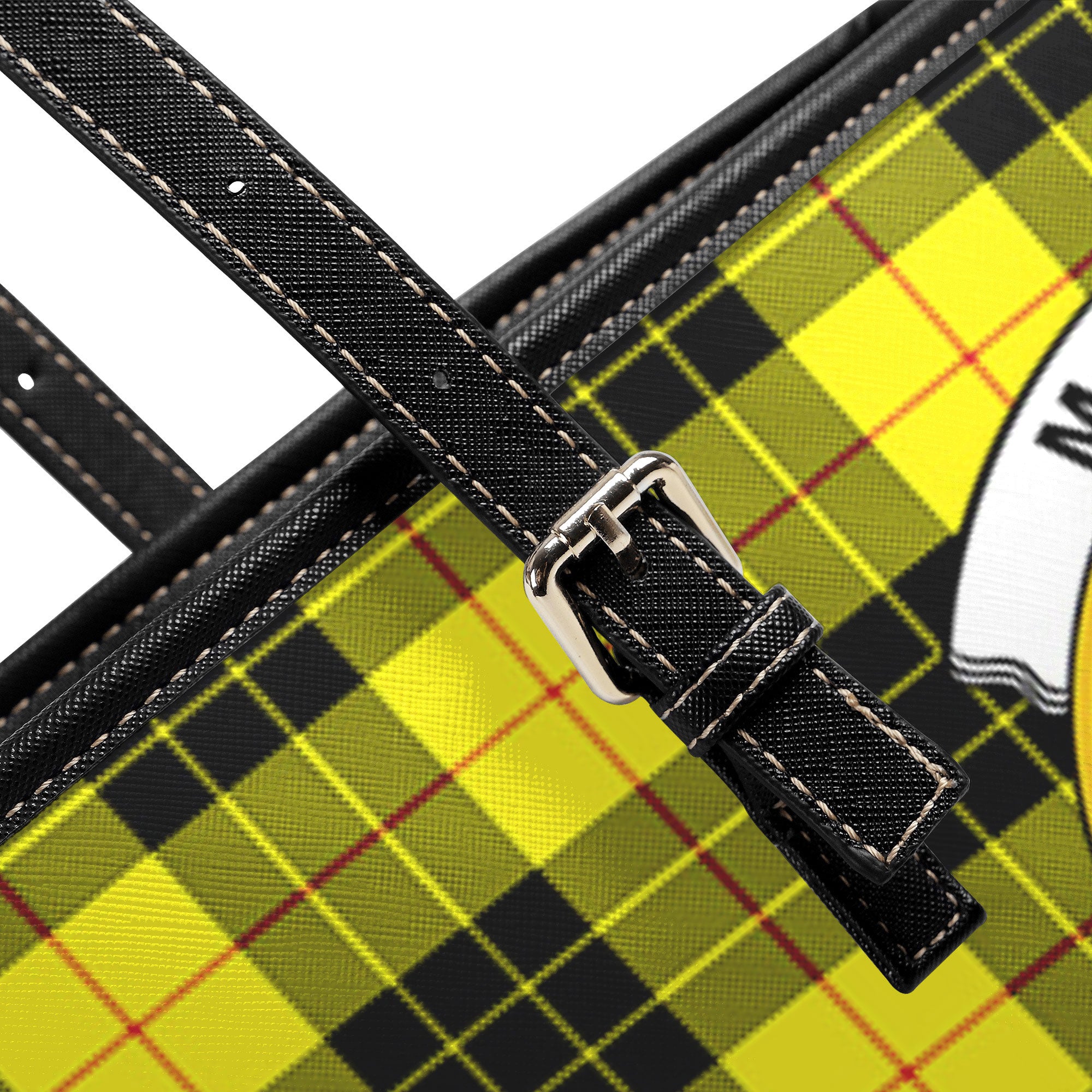 MacLeod of Lewis Modern Tartan Crest Leather Tote Bag