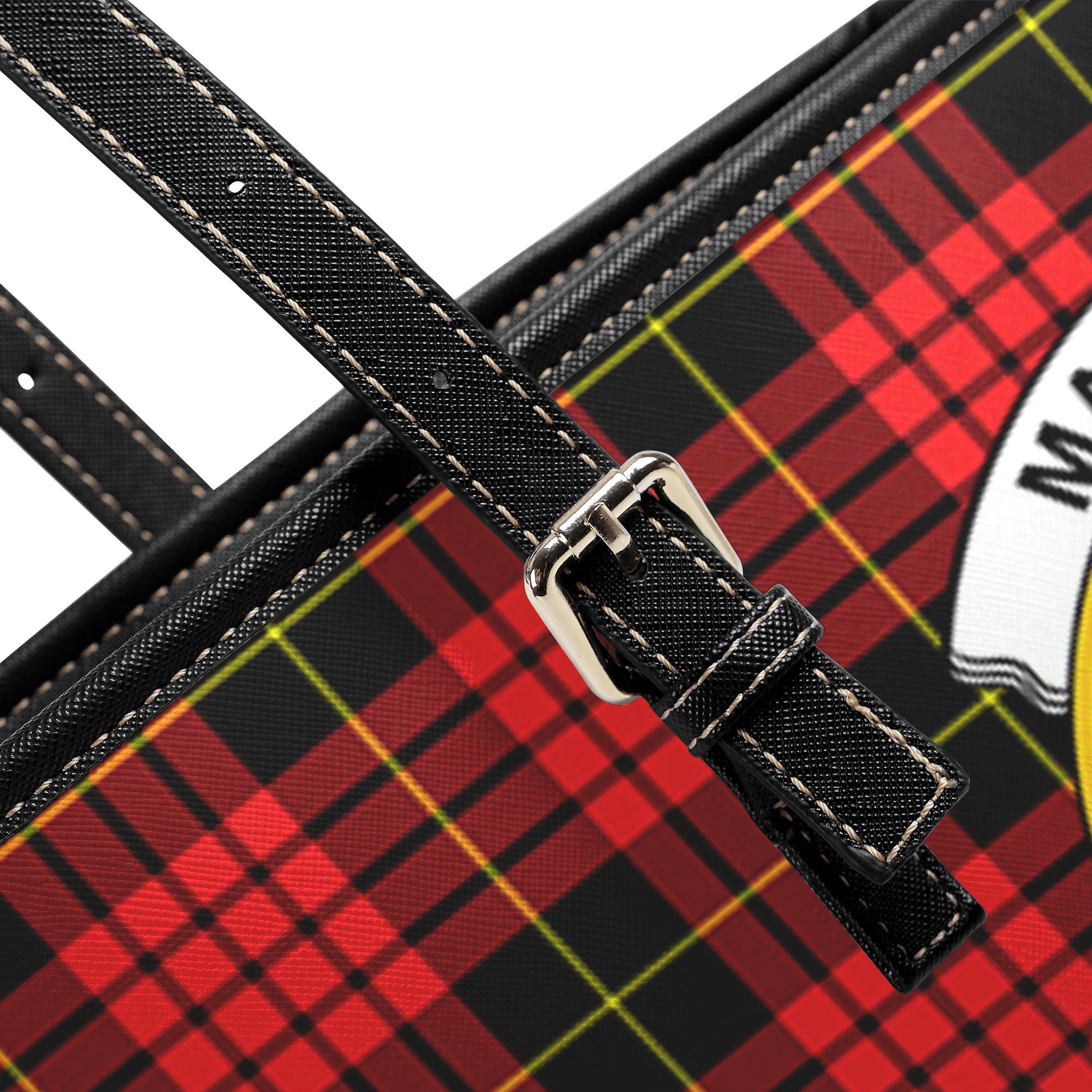 MacQueen Modern Tartan Crest Leather Tote Bag