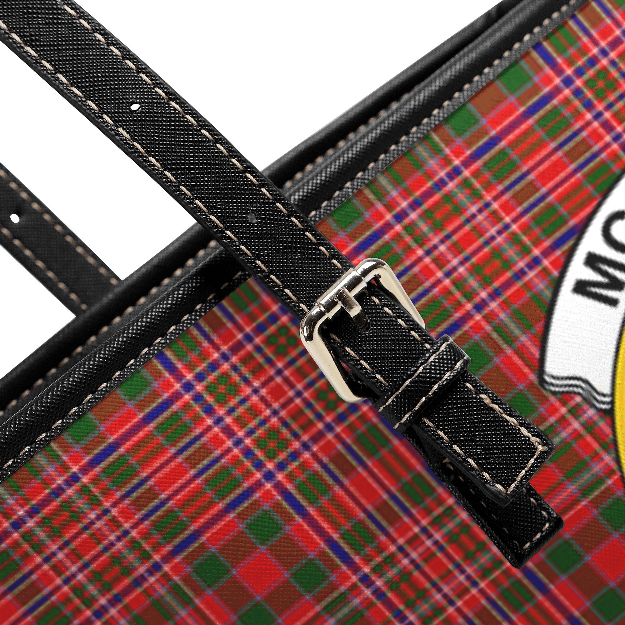 McAlister Modern Tartan Crest Leather Tote Bag