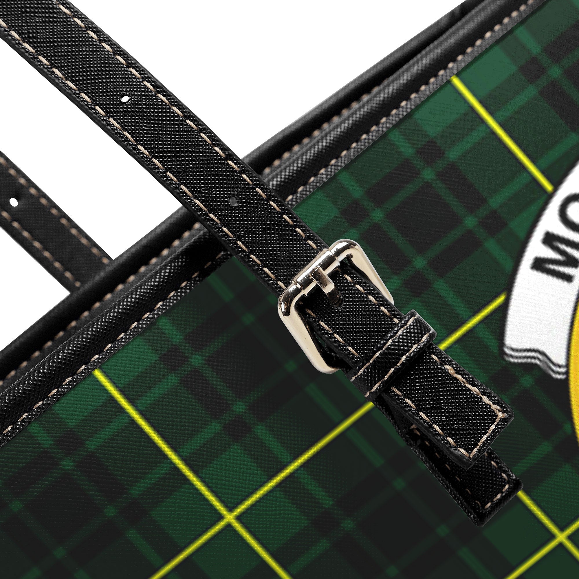 McArthur Modern Tartan Crest Leather Tote Bag