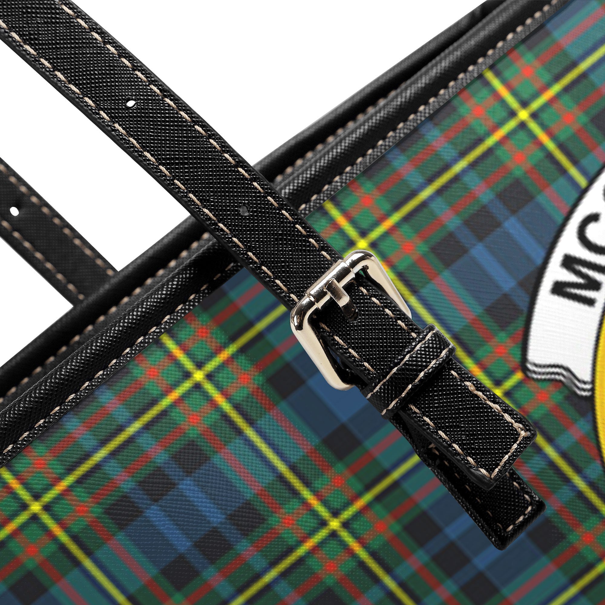 McClellan Ancient Tartan Crest Leather Tote Bag