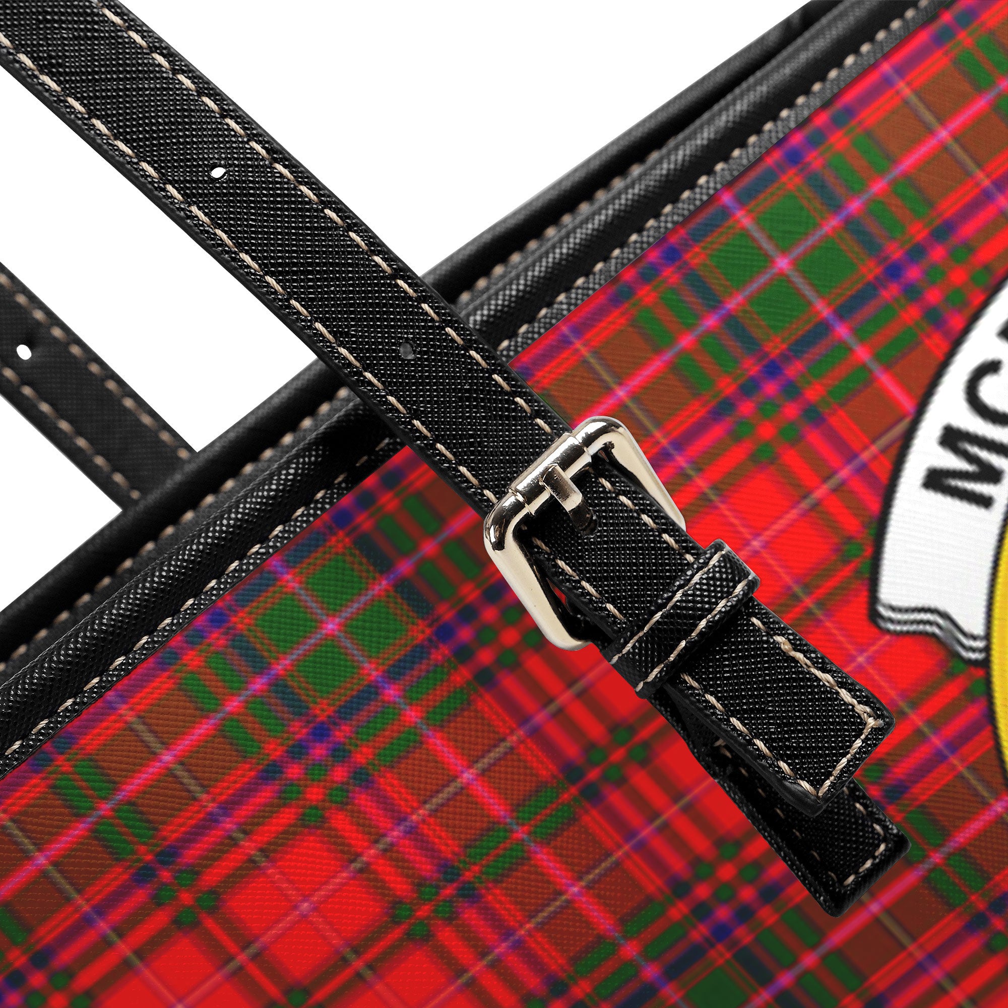 McDougall Modern Tartan Crest Leather Tote Bag