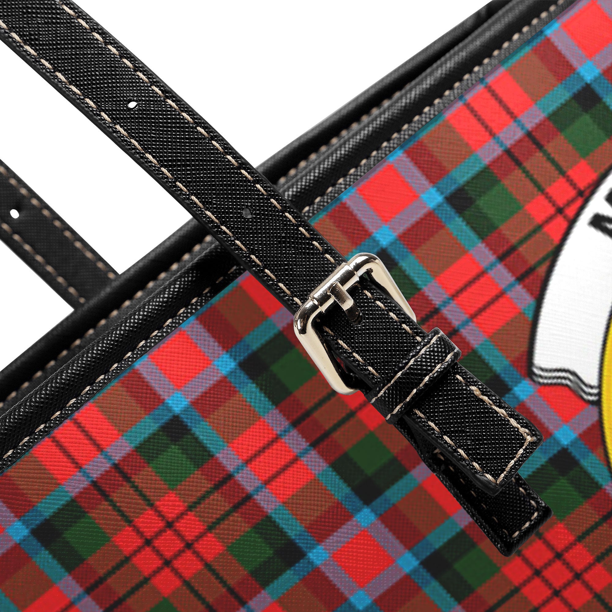 McDuff Modern Tartan Crest Leather Tote Bag