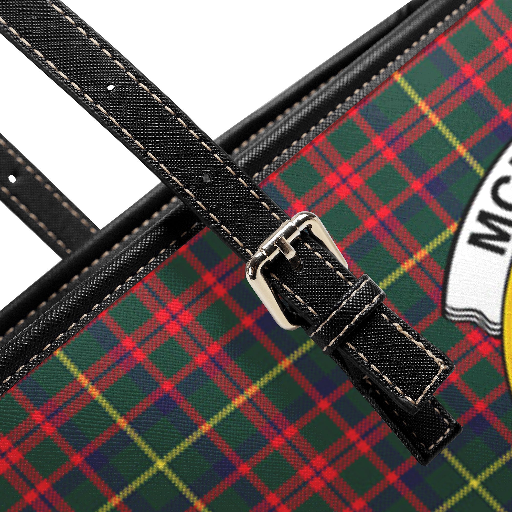 McKintosh Hunting Modern Tartan Crest Leather Tote Bag