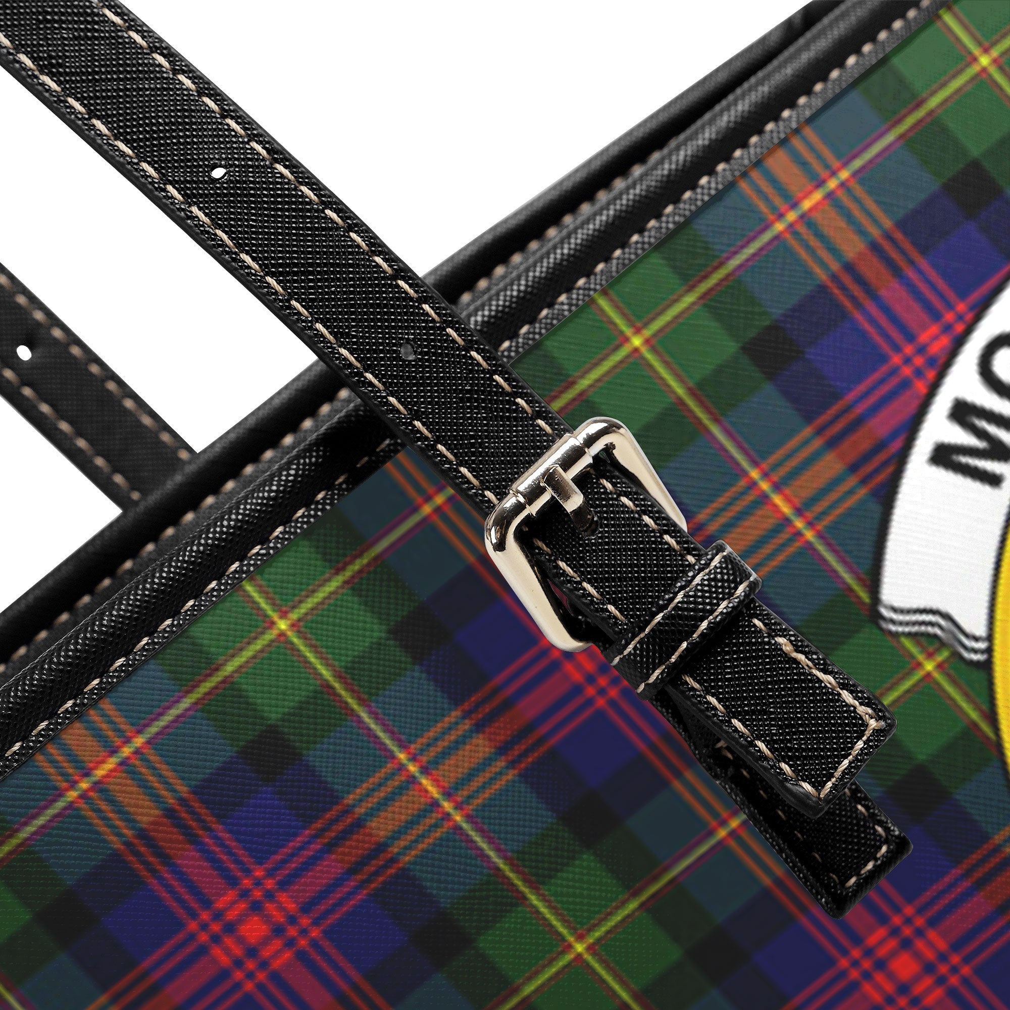 McLennan Modern Tartan Crest Leather Tote Bag