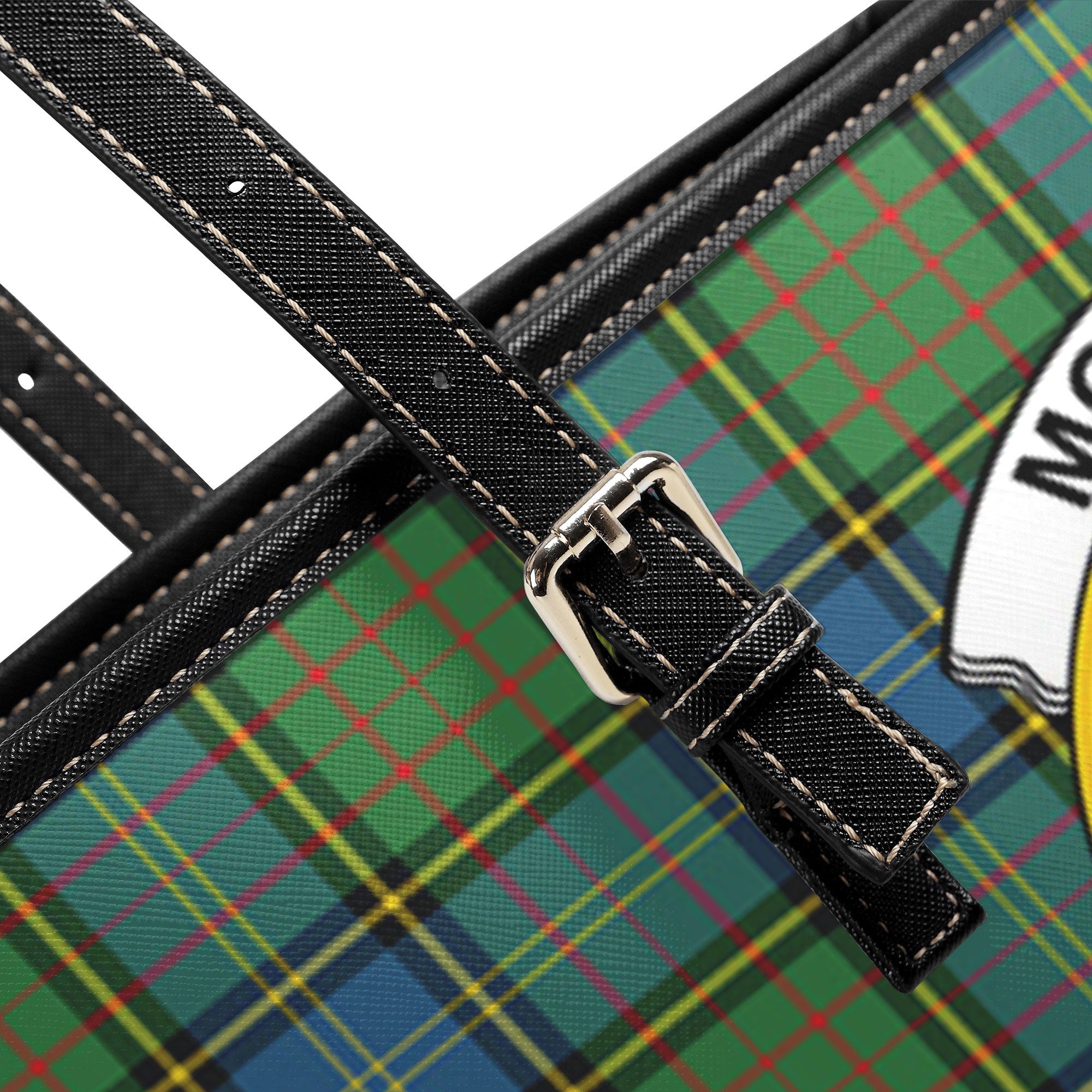 McMillan Hunting Ancient Tartan Crest Leather Tote Bag