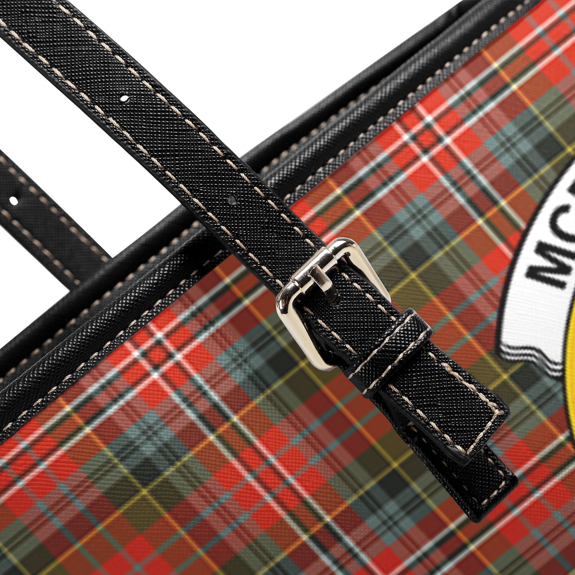 McPherson Weathered Tartan Crest Leather Tote Bag