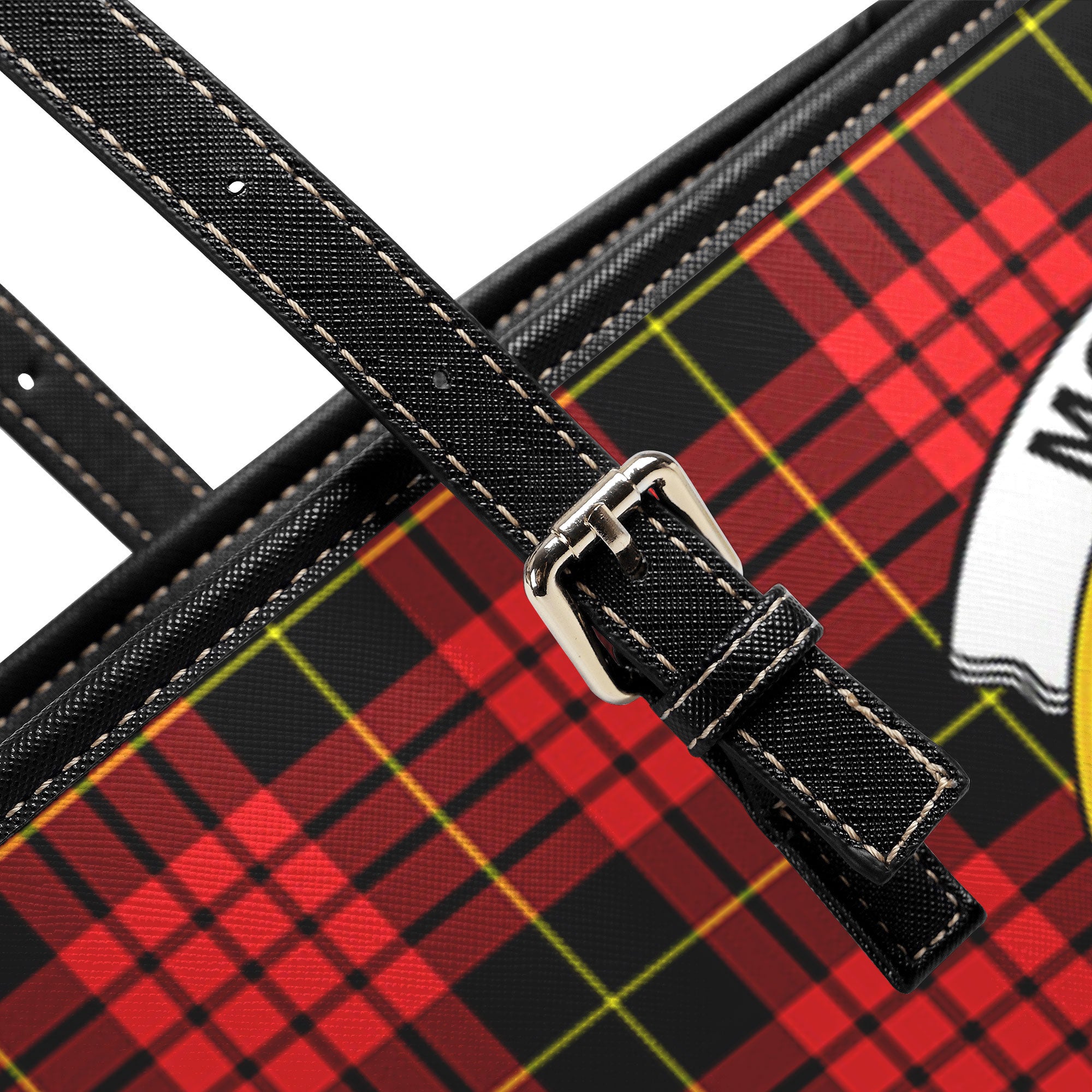 McQueen Modern Tartan Crest Leather Tote Bag