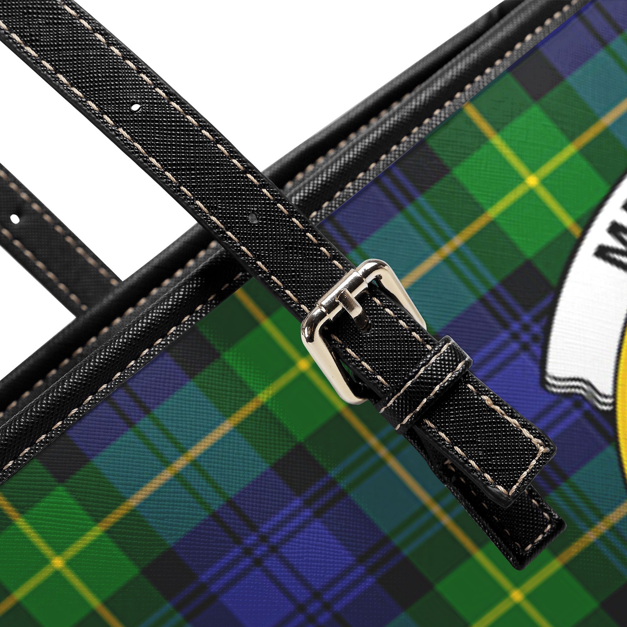 Meldrum Tartan Crest Leather Tote Bag