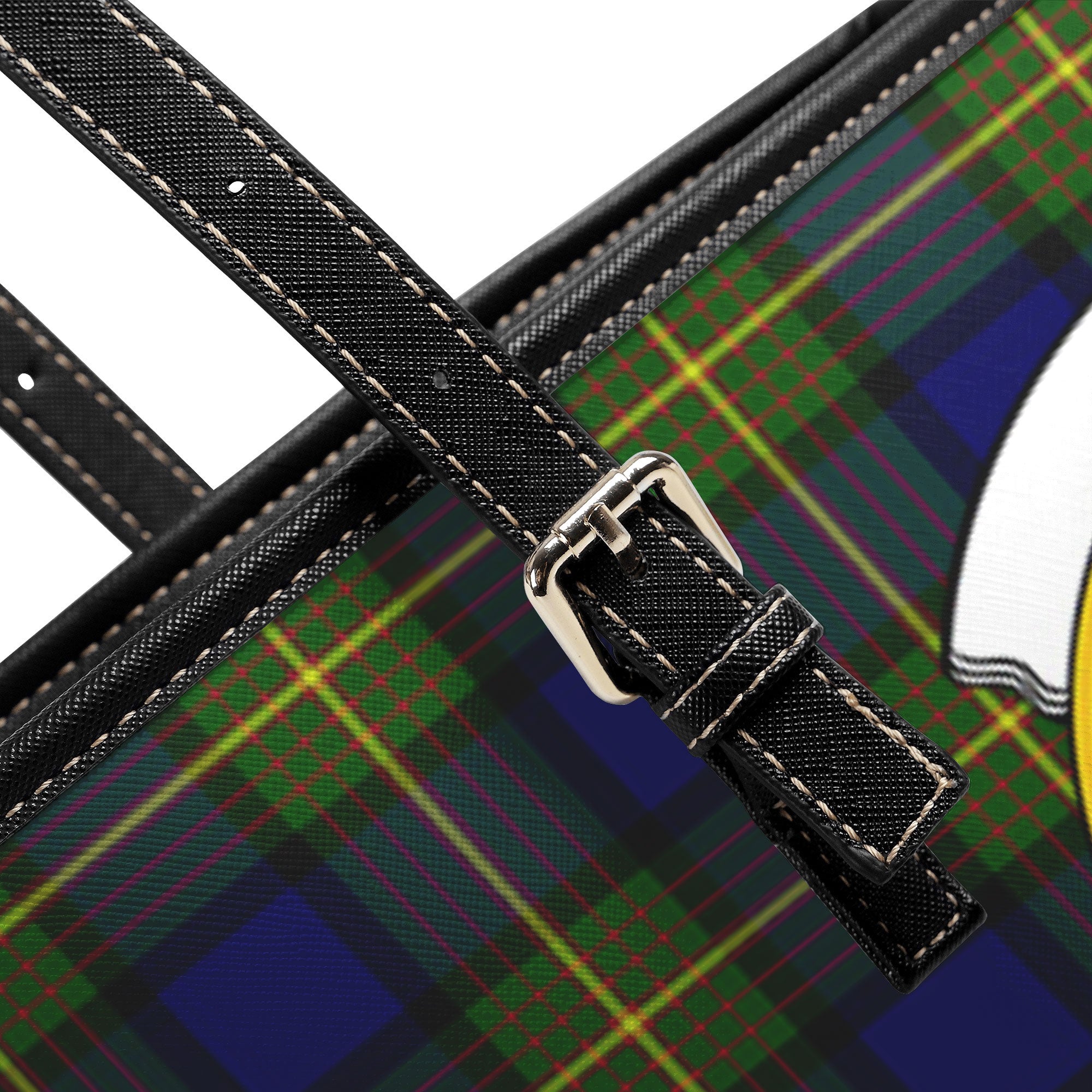 Muir Tartan Crest Leather Tote Bag