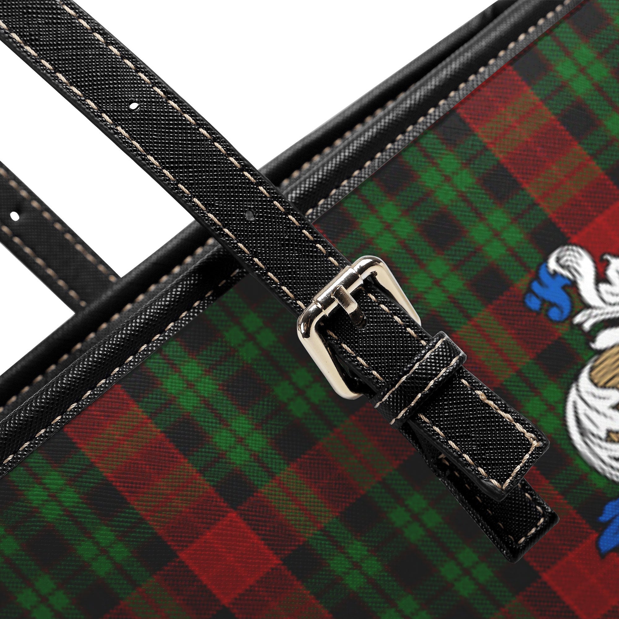 Murdoch Tartan Crest Leather Tote Bag