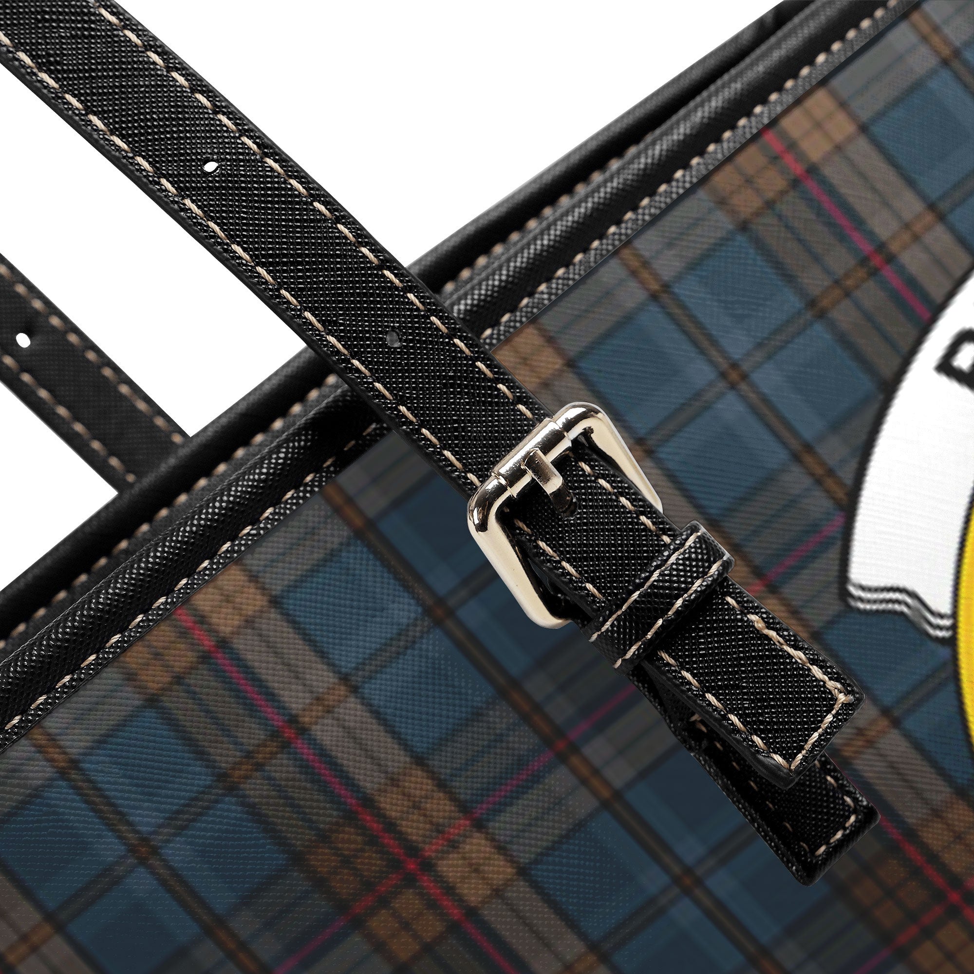 Renton Tartan Crest Leather Tote Bag