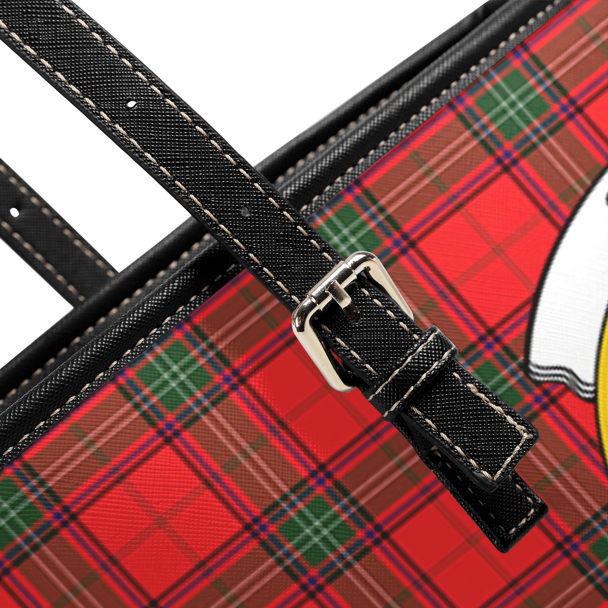 Seton Modern Tartan Crest Leather Tote Bag