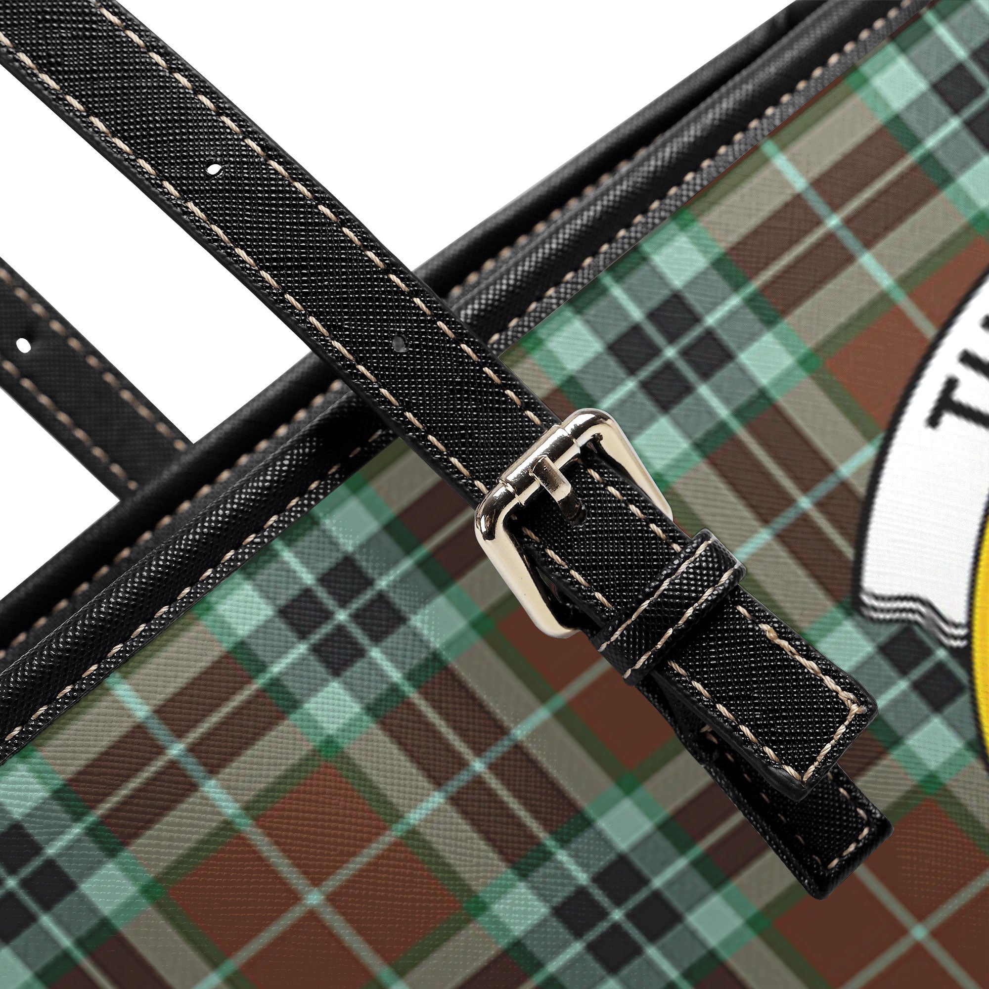 Thomson Hunting Modern Tartan Crest Leather Tote Bag