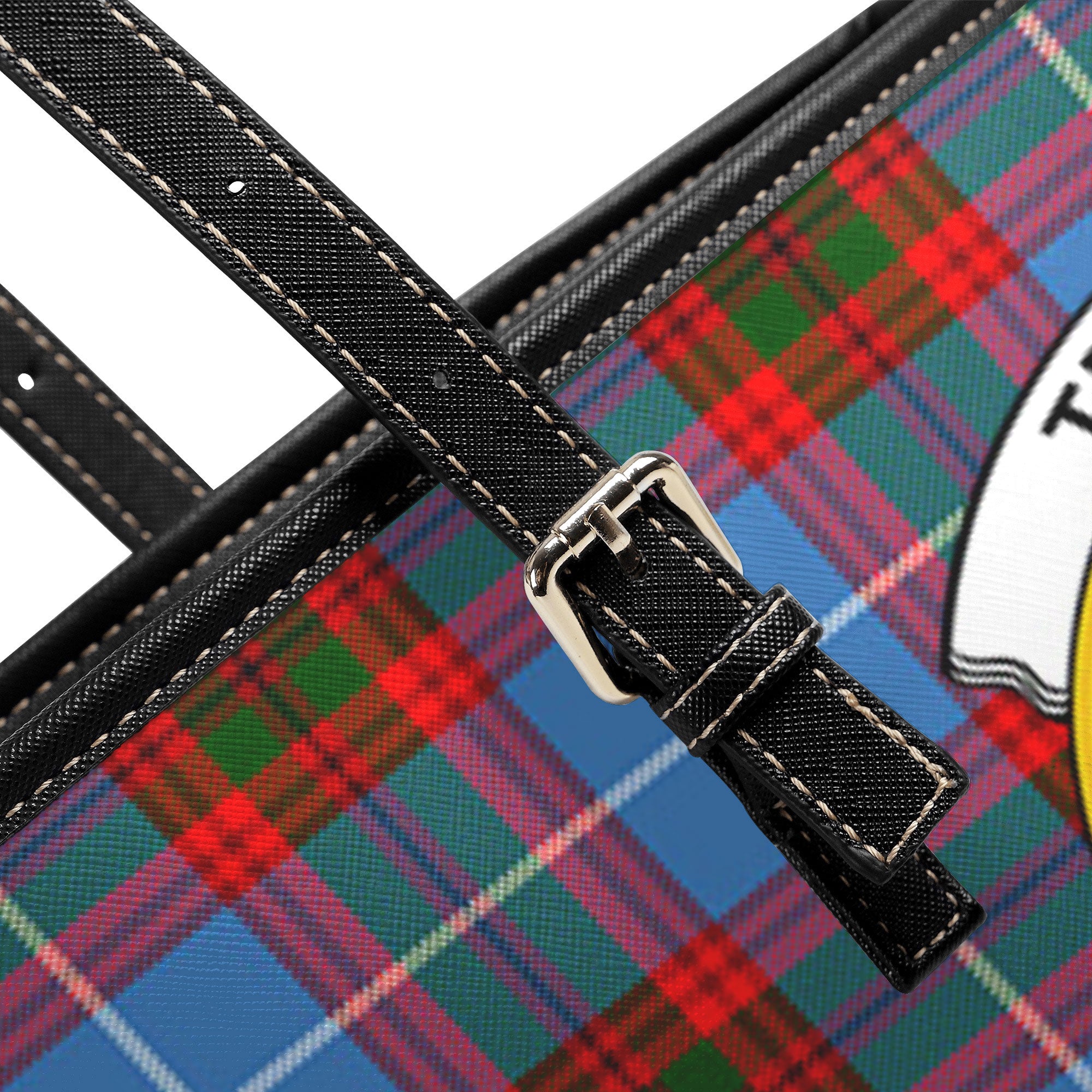 Trotter Tartan Crest Leather Tote Bag