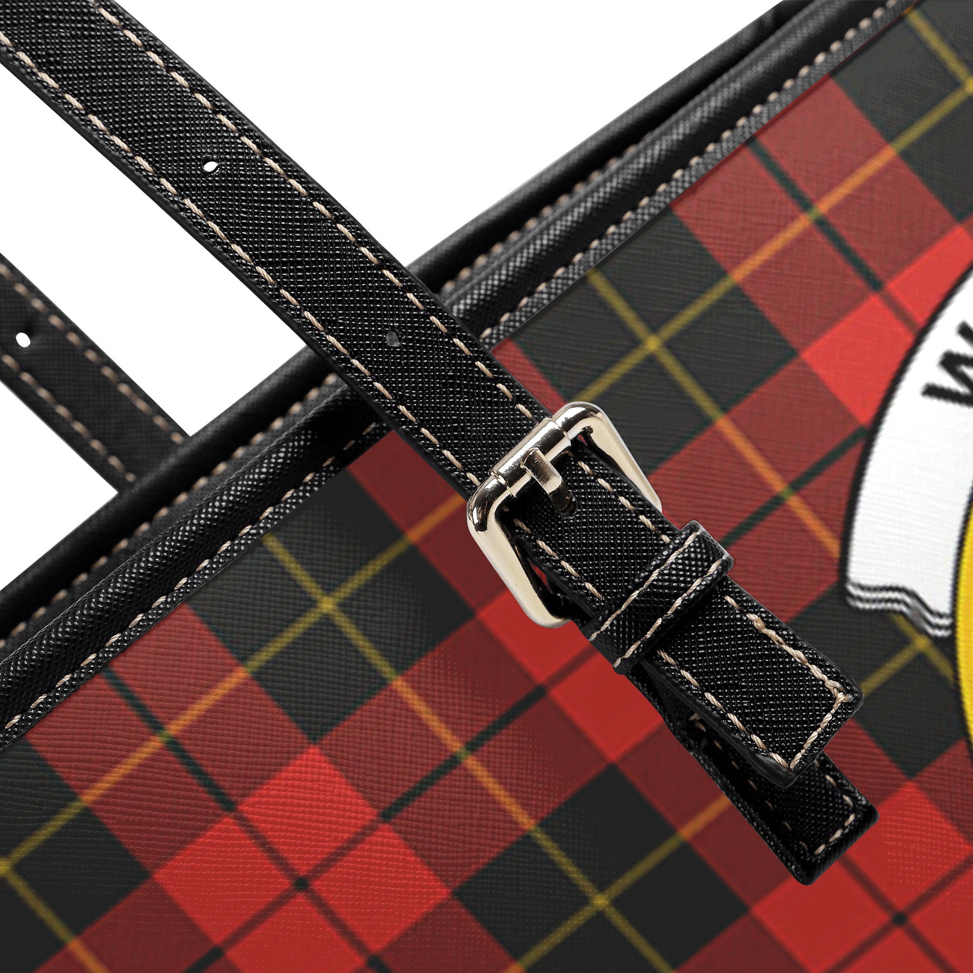 Wallace Weathered Tartan Crest Leather Tote Bag