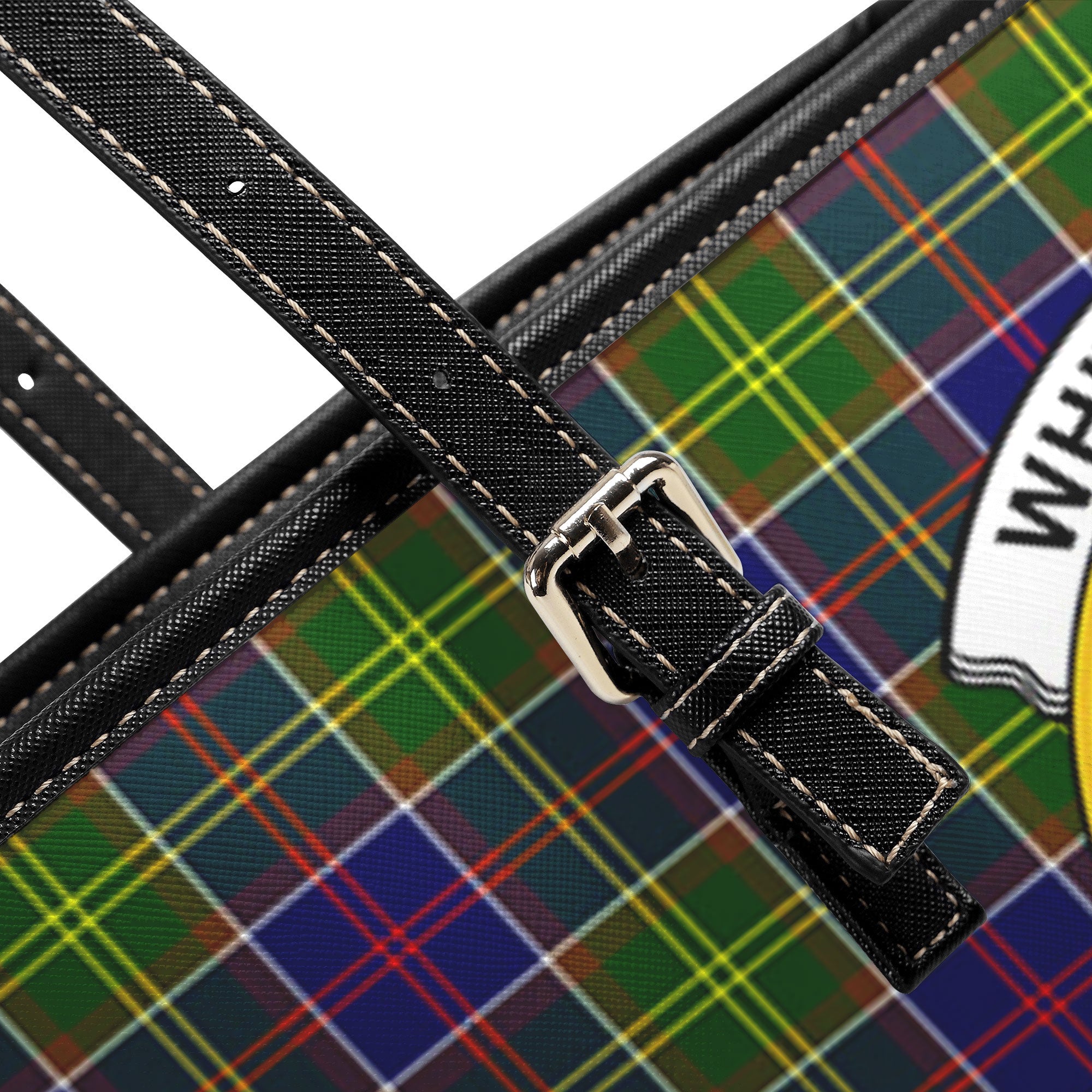 Whitefoord Tartan Crest Leather Tote Bag