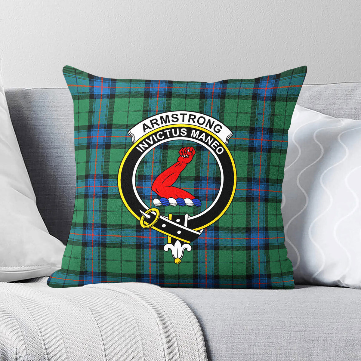 Armstrong Ancient Tartan Crest Pillow Cover