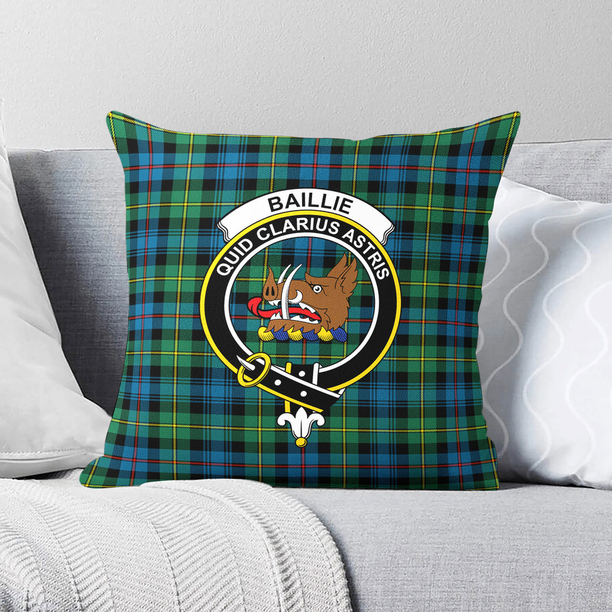 Baillie Ancient Tartan Crest Pillow Cover