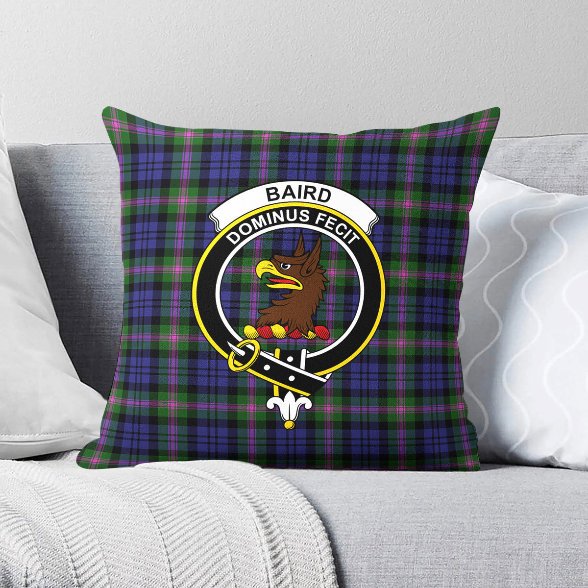 Baird Modern Tartan Crest Pillow Cover