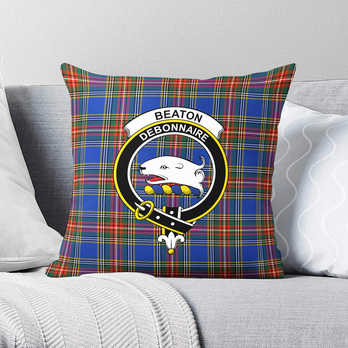 Beaton Ancient Tartan Crest Pillow Cover