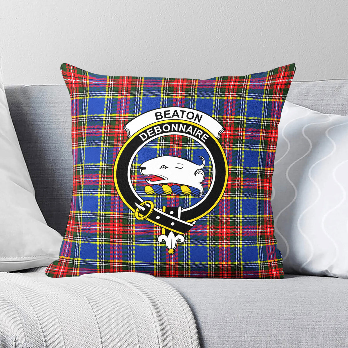 Beaton Modern Tartan Crest Pillow Cover