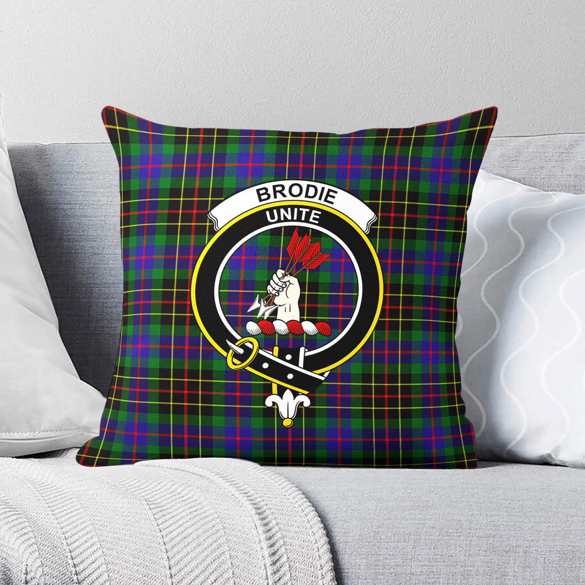 Brodie Hunting Modern Tartan Crest Pillow Cover