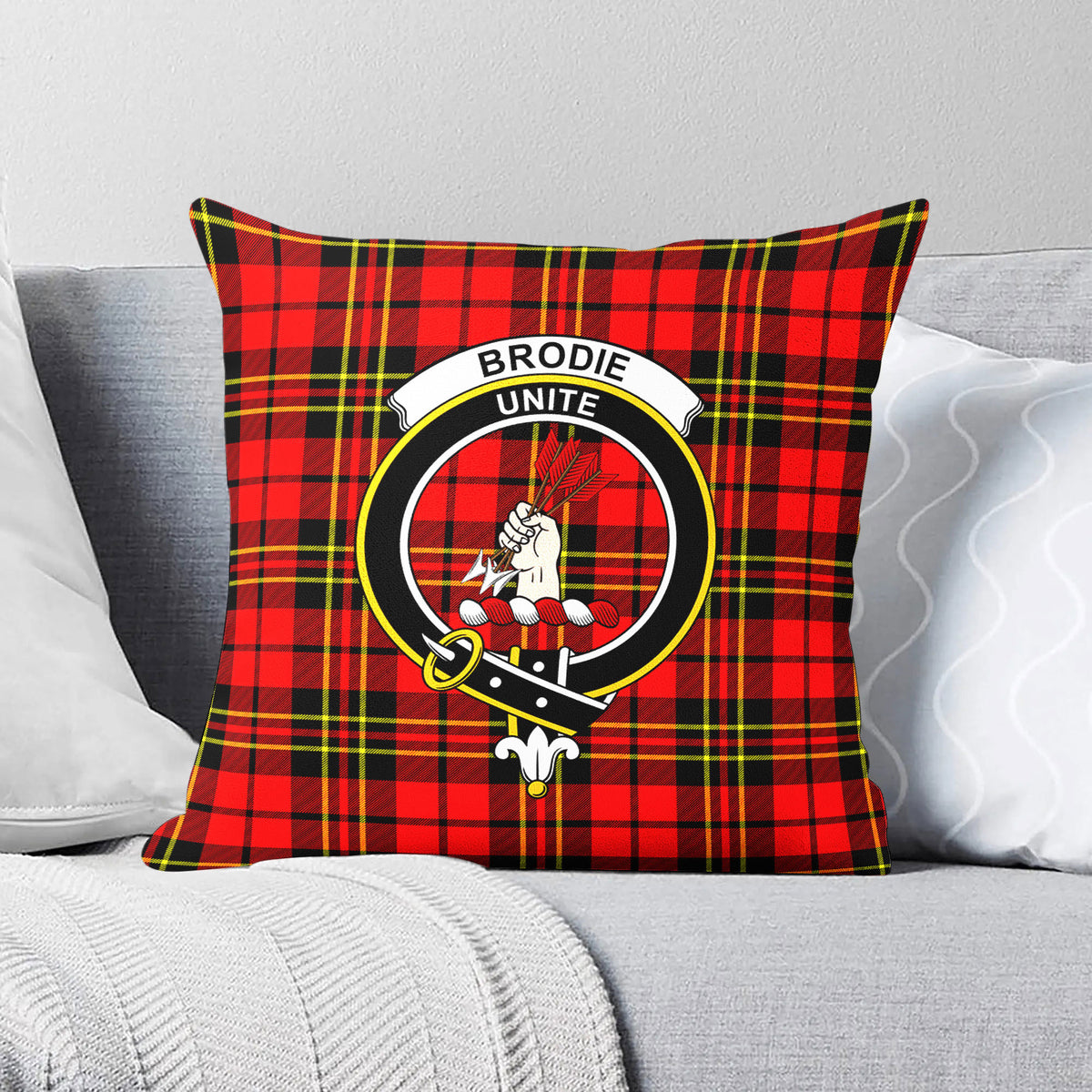 Brodie Modern Tartan Crest Pillow Cover