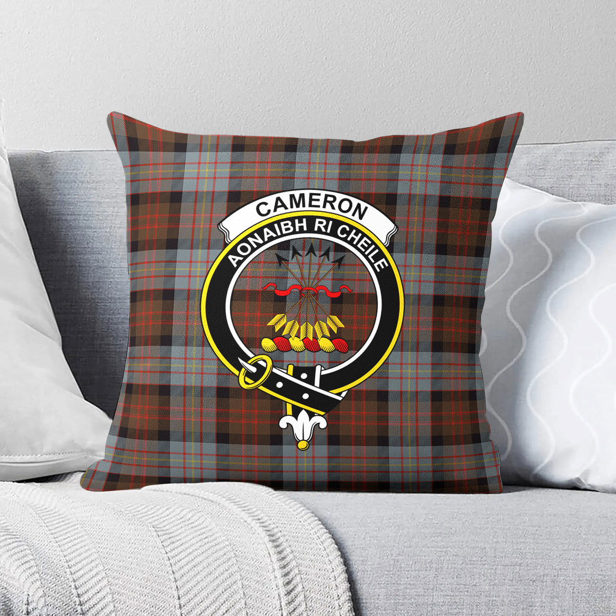 Cameron of Erracht Weathered Tartan Crest Pillow Cover