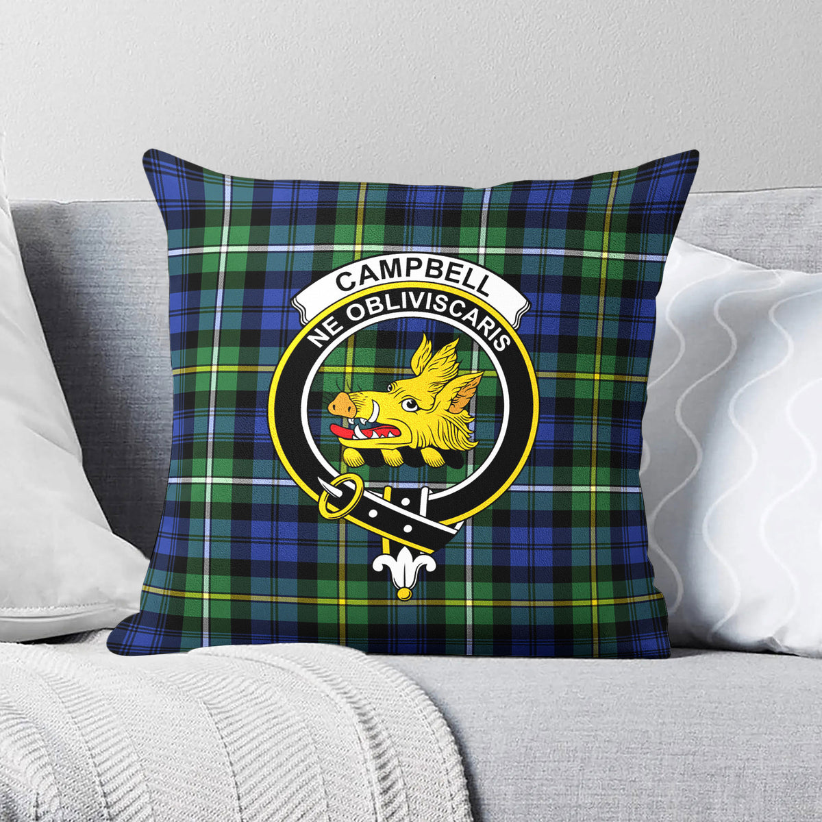 Campbell Argyll Ancient Tartan Crest Pillow Cover